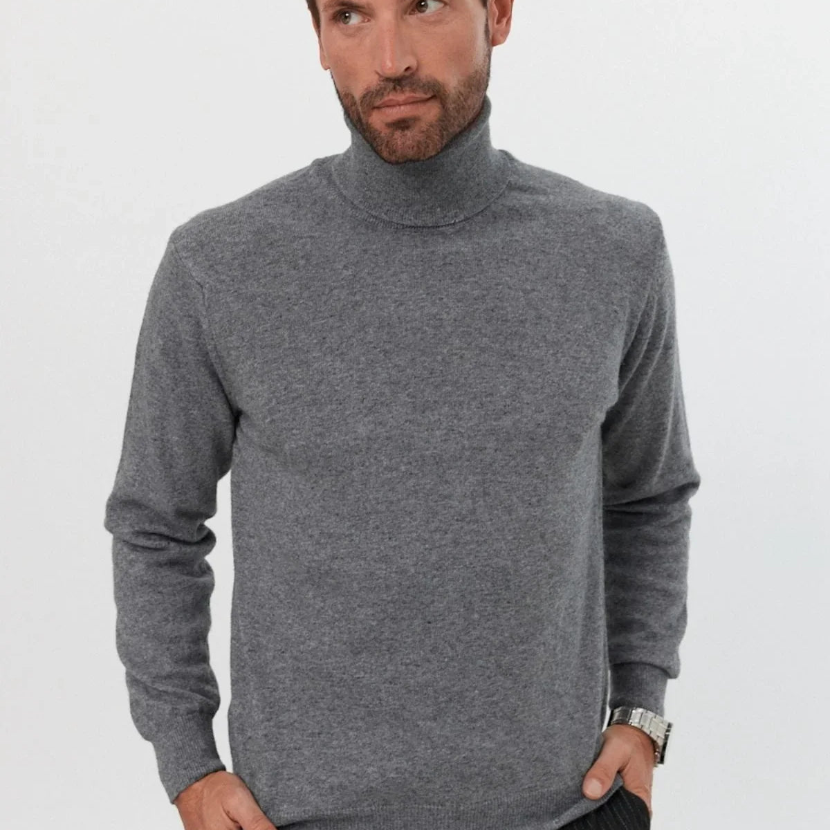 Erkek Yünlü Normal Kalıp Tam Balıkçı Yaka Triko Kazak - Livio Ferri