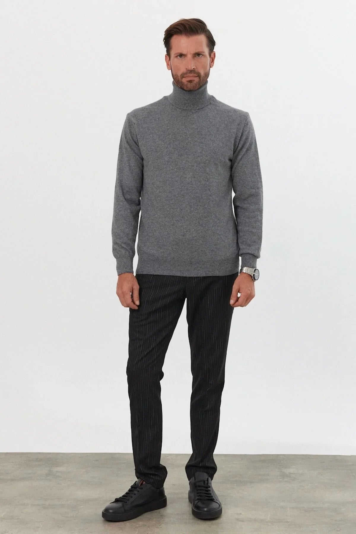 Erkek Yünlü Normal Kalıp Tam Balıkçı Yaka Triko Kazak - Livio Ferri