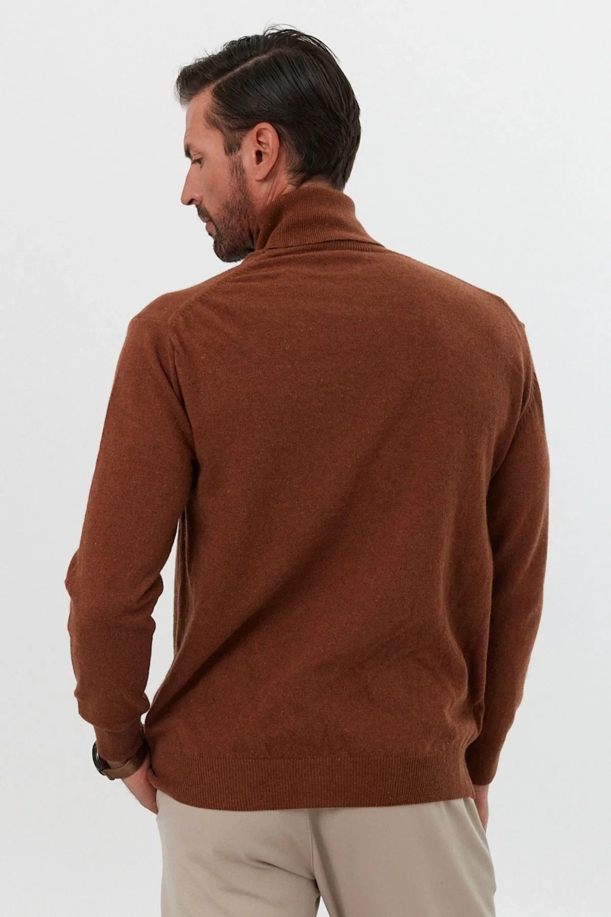 Erkek Yünlü Normal Kalıp Tam Balıkçı Yaka Triko Kazak - Livio Ferri