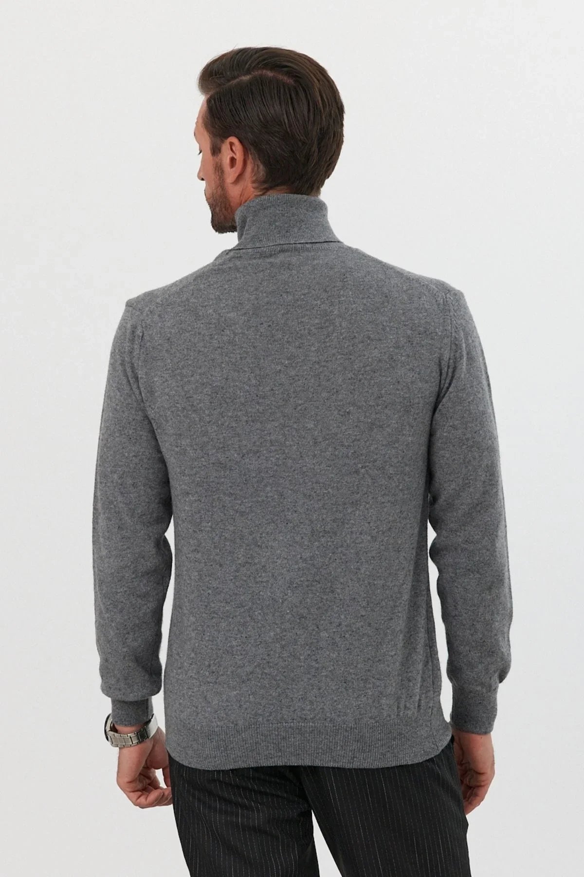 Erkek Yünlü Normal Kalıp Tam Balıkçı Yaka Triko Kazak - Livio Ferri