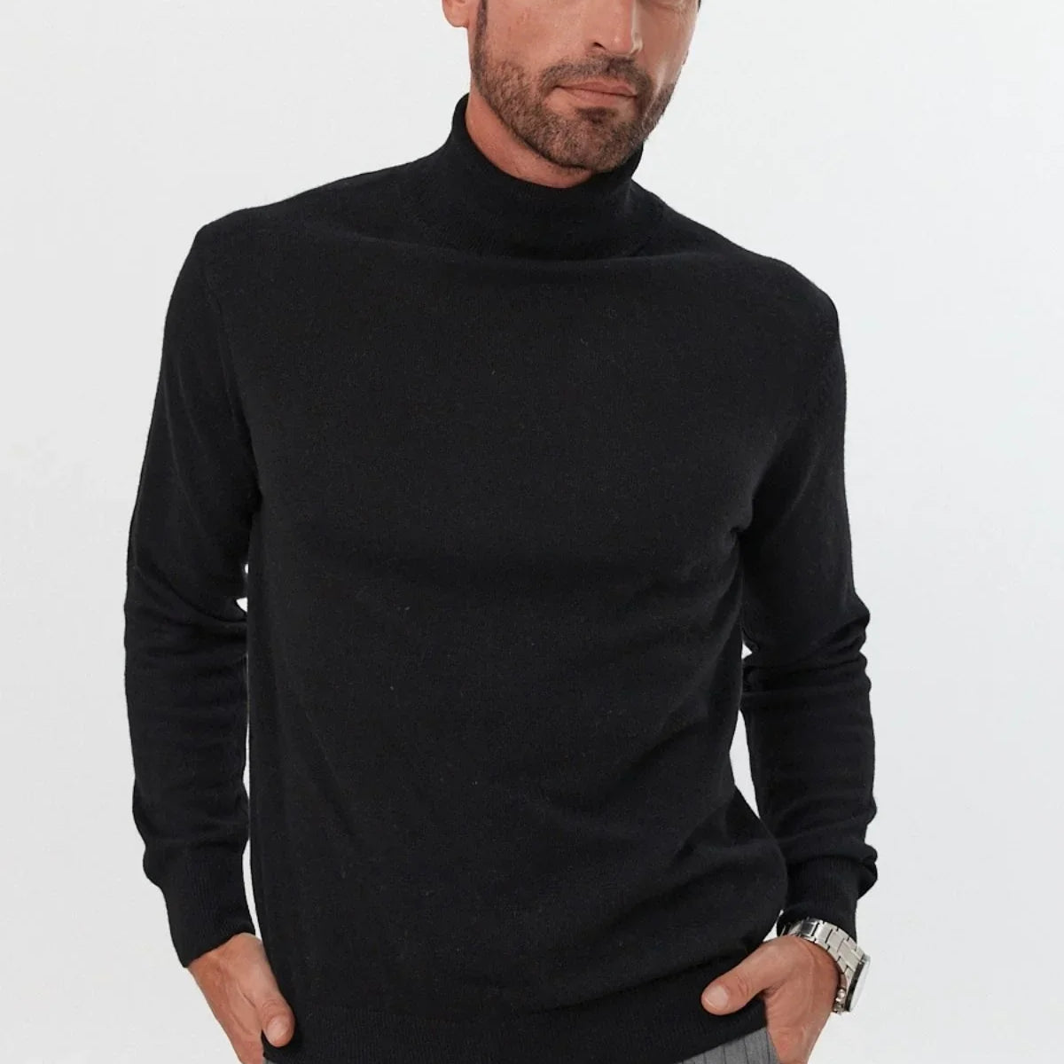 Erkek Yünlü Normal Kalıp Tam Balıkçı Yaka Triko Kazak - Livio Ferri