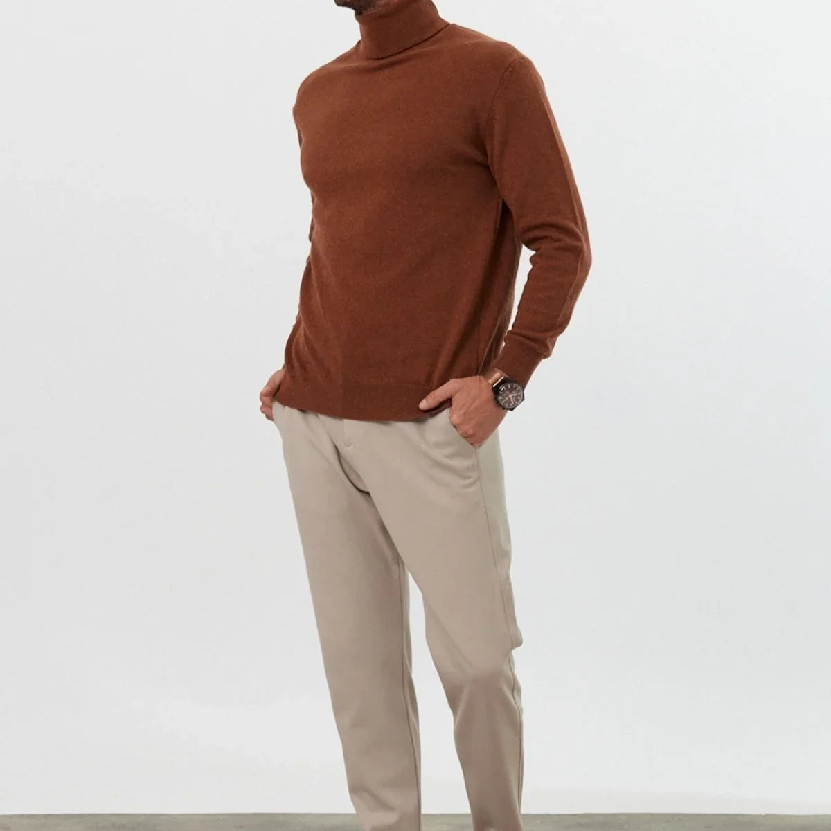 Erkek Yünlü Normal Kalıp Tam Balıkçı Yaka Triko Kazak - Livio Ferri