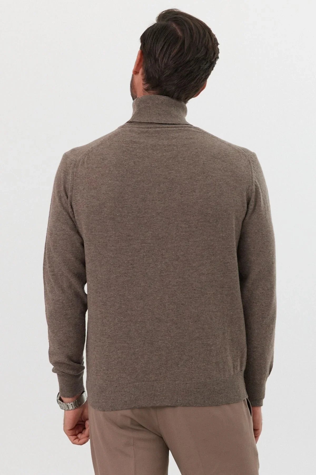 Erkek Yünlü Normal Kalıp Tam Balıkçı Yaka Triko Kazak - Livio Ferri