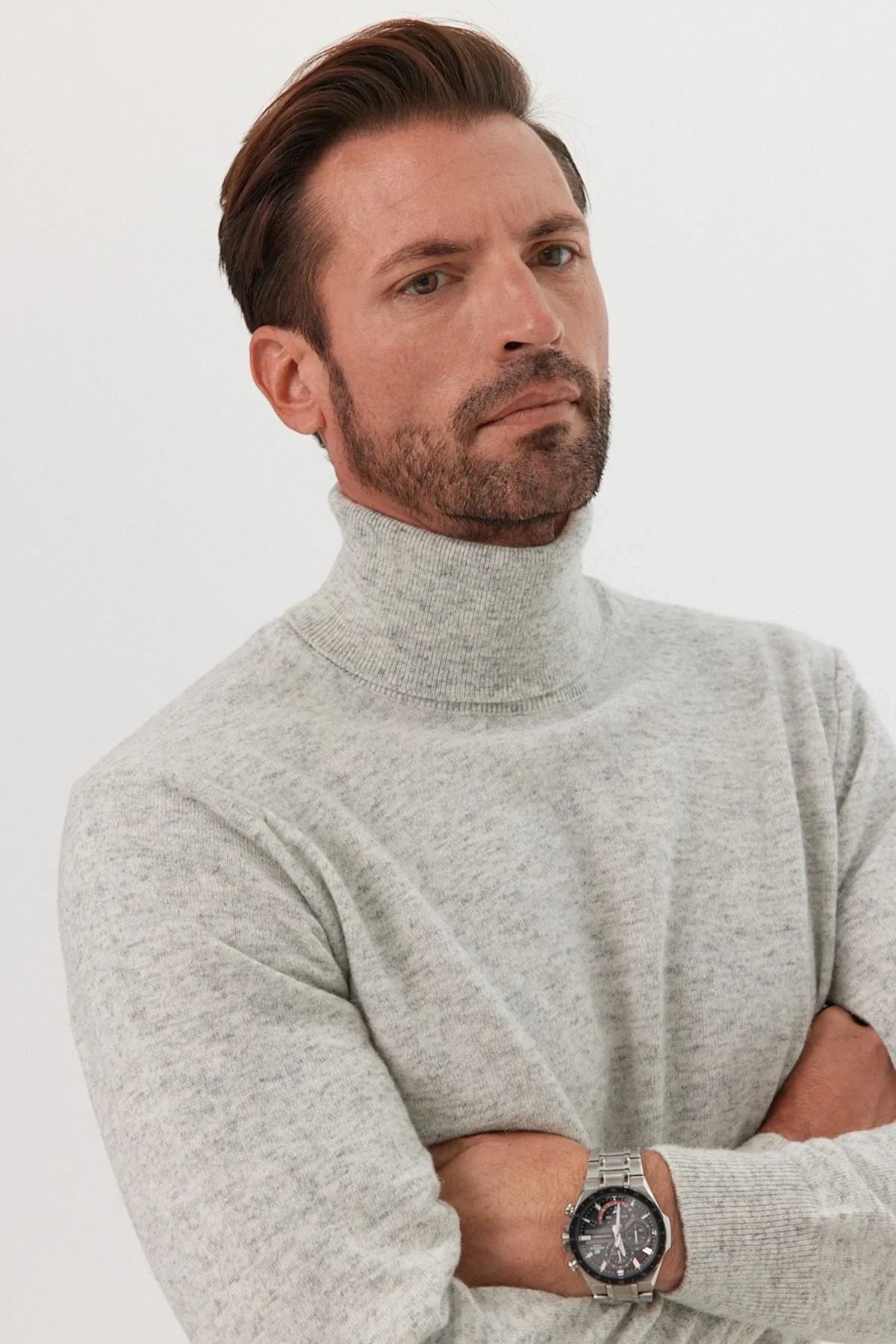 Erkek Yünlü Normal Kalıp Tam Balıkçı Yaka Triko Kazak - Livio Ferri