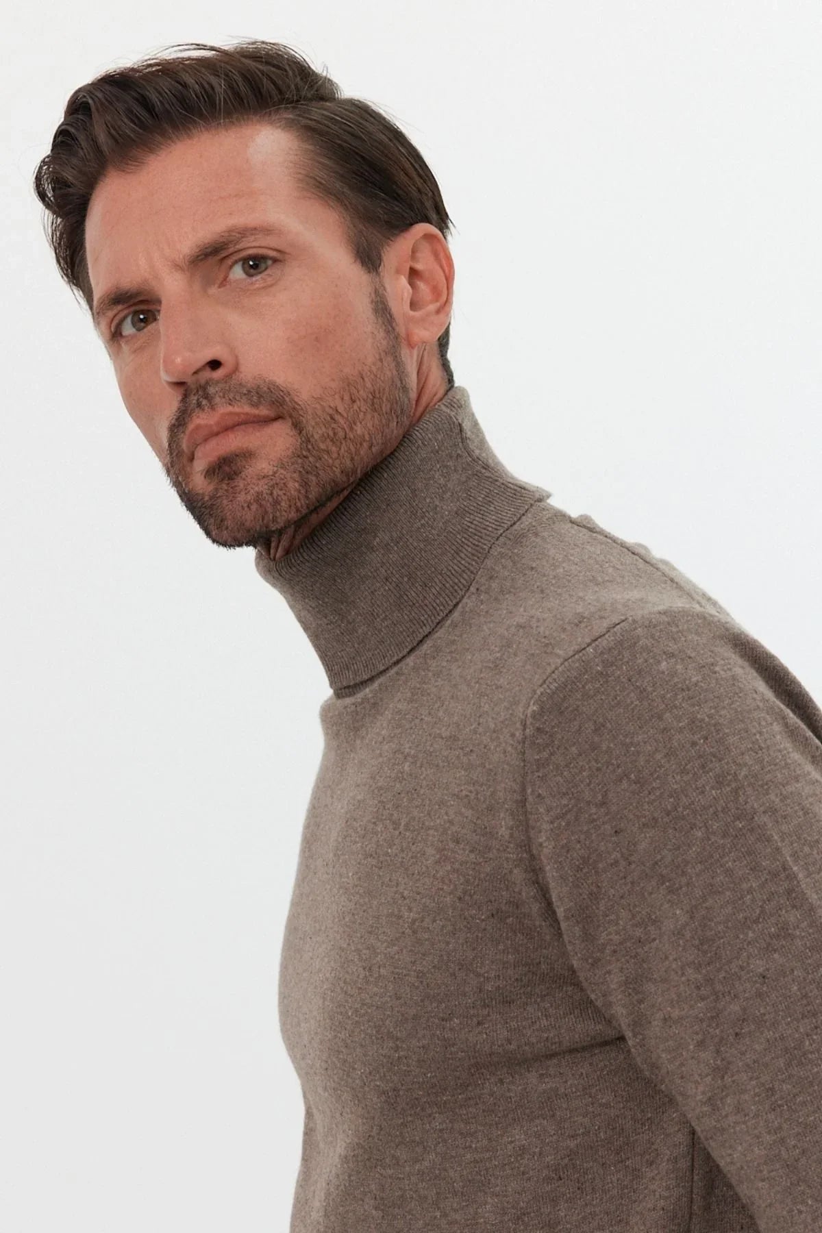 Erkek Yünlü Normal Kalıp Tam Balıkçı Yaka Triko Kazak - Livio Ferri