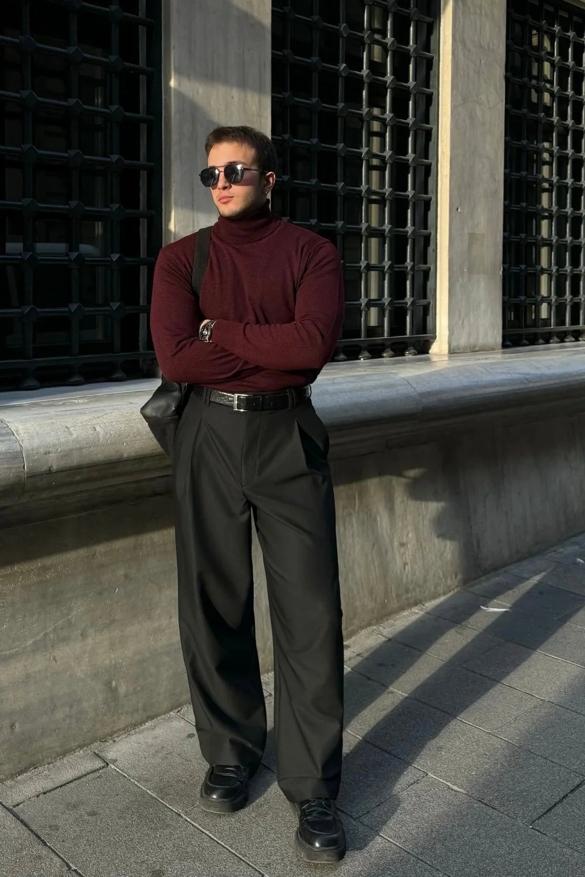 Erkek Yünlü Normal Kalıp Tam Balıkçı Boğazlı Yaka Triko Kazak - Livio Ferri