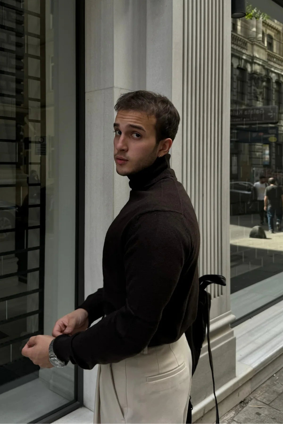 Erkek Yünlü Normal Kalıp Tam Balıkçı Boğazlı Yaka Triko Kazak - Livio Ferri