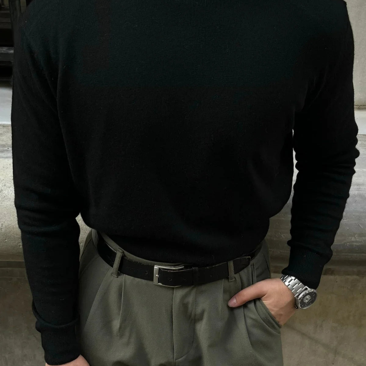 Erkek Yünlü Normal Kalıp Tam Balıkçı Boğazlı Yaka Triko Kazak - Livio Ferri