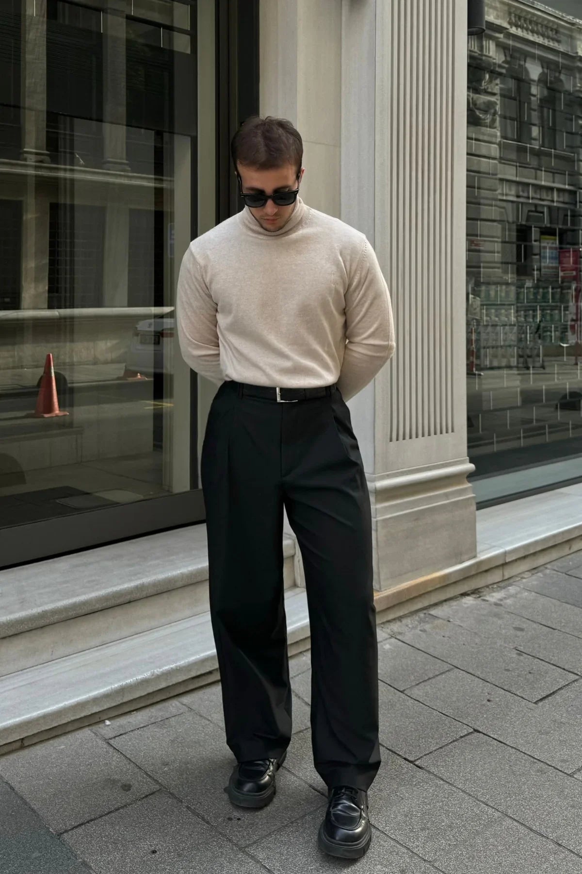 Erkek Yünlü Normal Kalıp Tam Balıkçı Boğazlı Yaka Triko Kazak - Livio Ferri