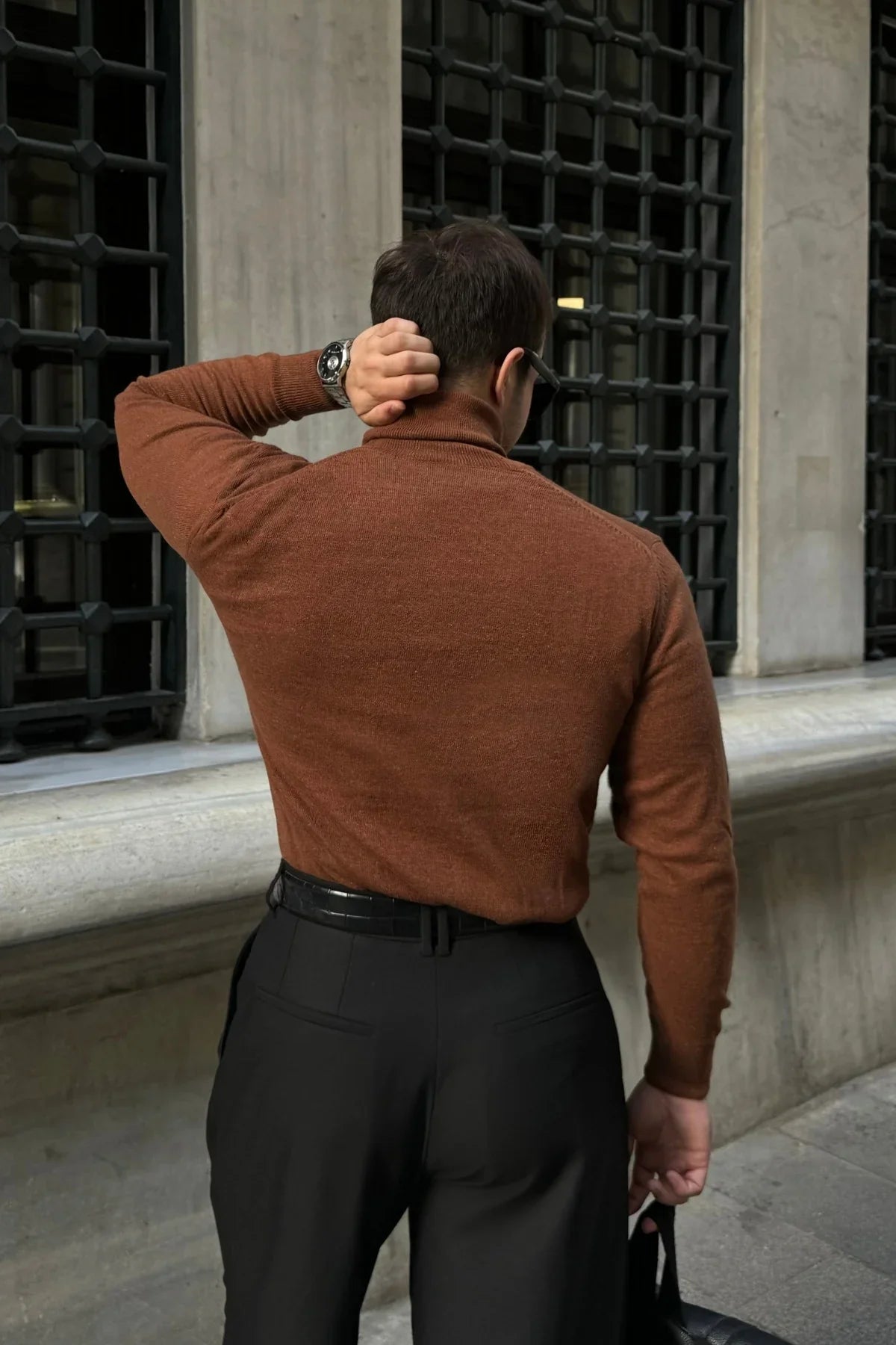 Erkek Yünlü Normal Kalıp Tam Balıkçı Boğazlı Yaka Triko Kazak - Livio Ferri