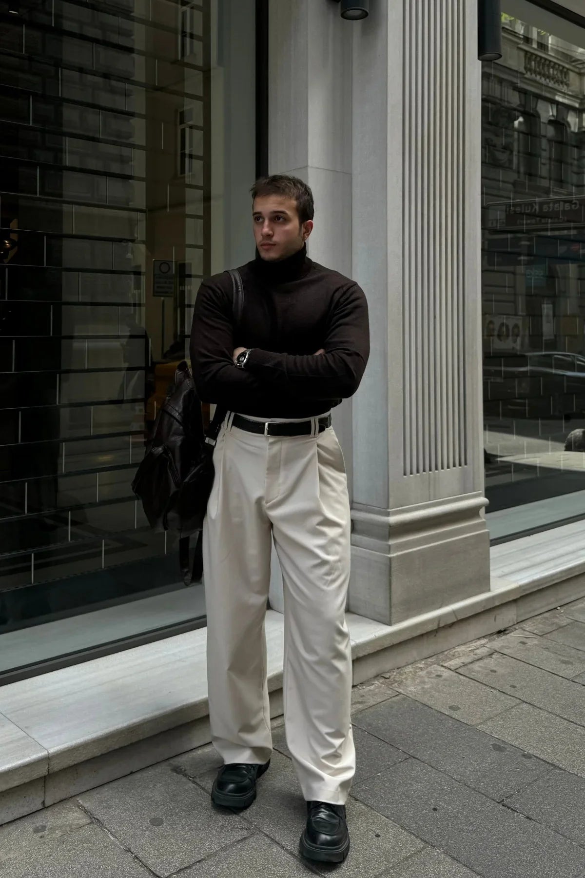 Erkek Yünlü Normal Kalıp Tam Balıkçı Boğazlı Yaka Triko Kazak - Livio Ferri