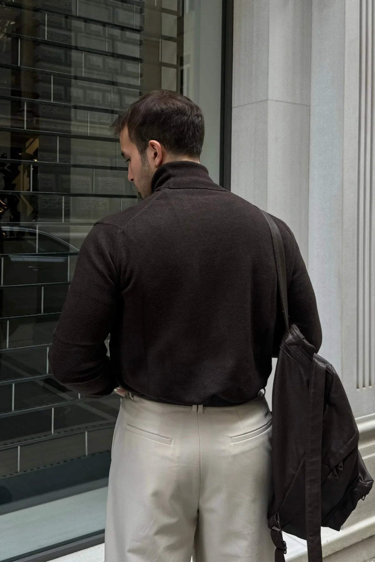 Erkek Yünlü Normal Kalıp Tam Balıkçı Boğazlı Yaka Triko Kazak - Livio Ferri