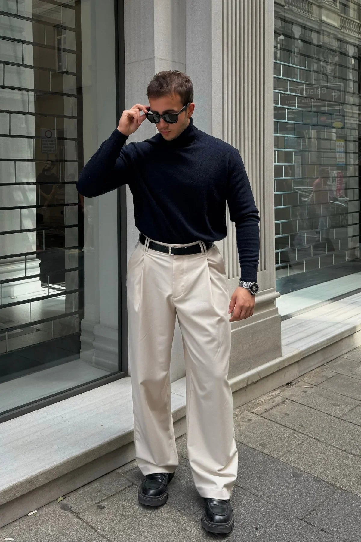 Erkek Yünlü Normal Kalıp Tam Balıkçı Boğazlı Yaka Triko Kazak - Livio Ferri