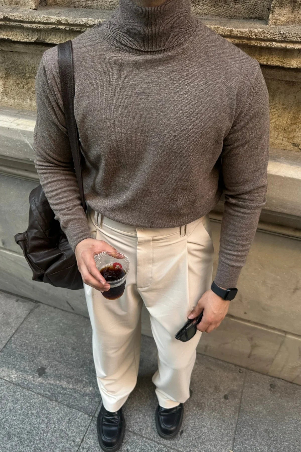 Erkek Yünlü Normal Kalıp Tam Balıkçı Boğazlı Yaka Triko Kazak - Livio Ferri