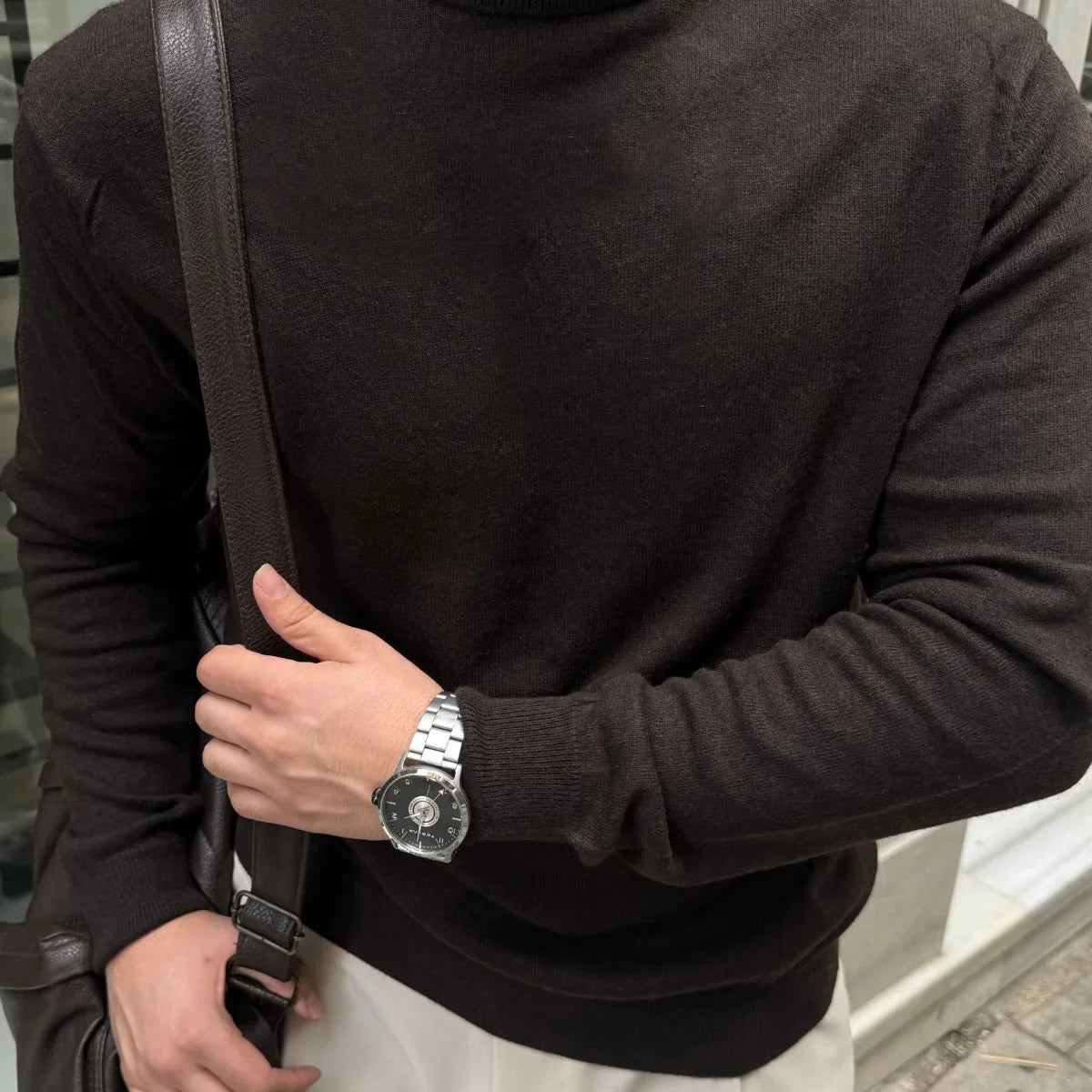 Erkek Yünlü Normal Kalıp Tam Balıkçı Boğazlı Yaka Triko Kazak - Livio Ferri