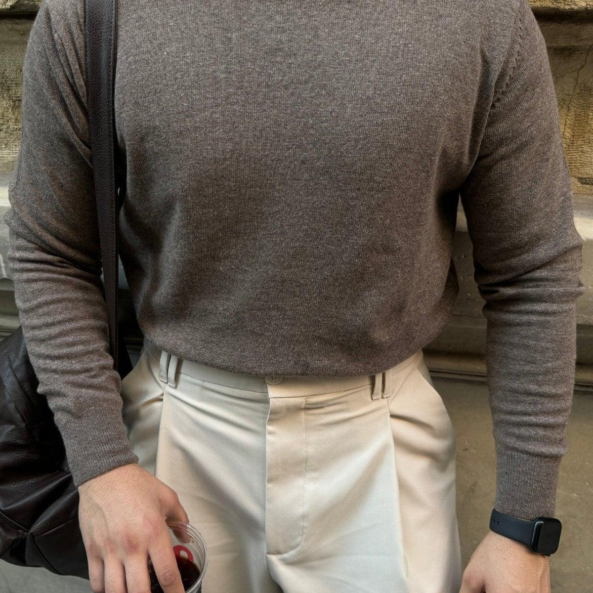 Erkek Yünlü Normal Kalıp Tam Balıkçı Boğazlı Yaka Triko Kazak - Livio Ferri