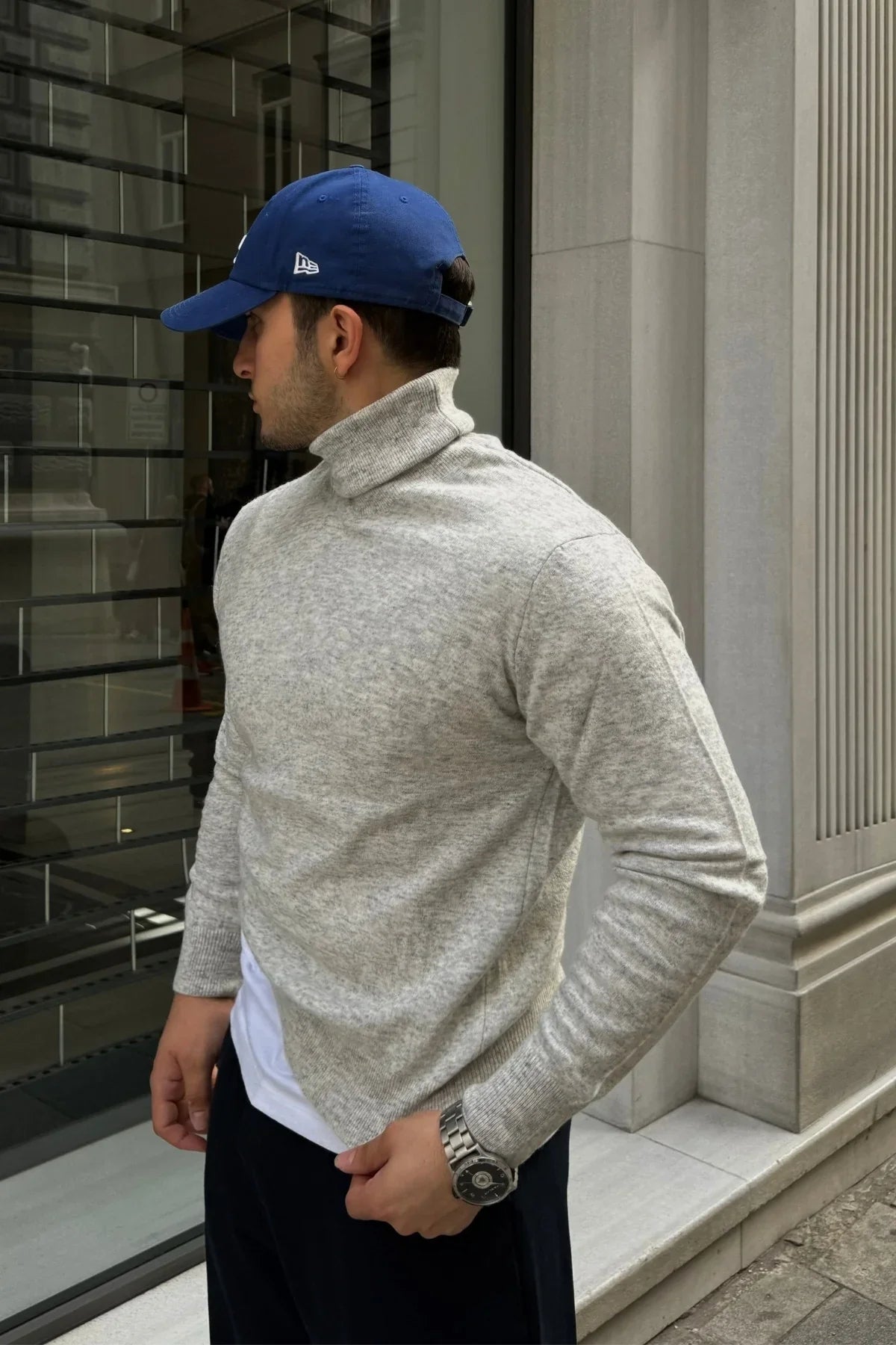 Erkek Yünlü Normal Kalıp Tam Balıkçı Boğazlı Yaka Triko Kazak - Livio Ferri