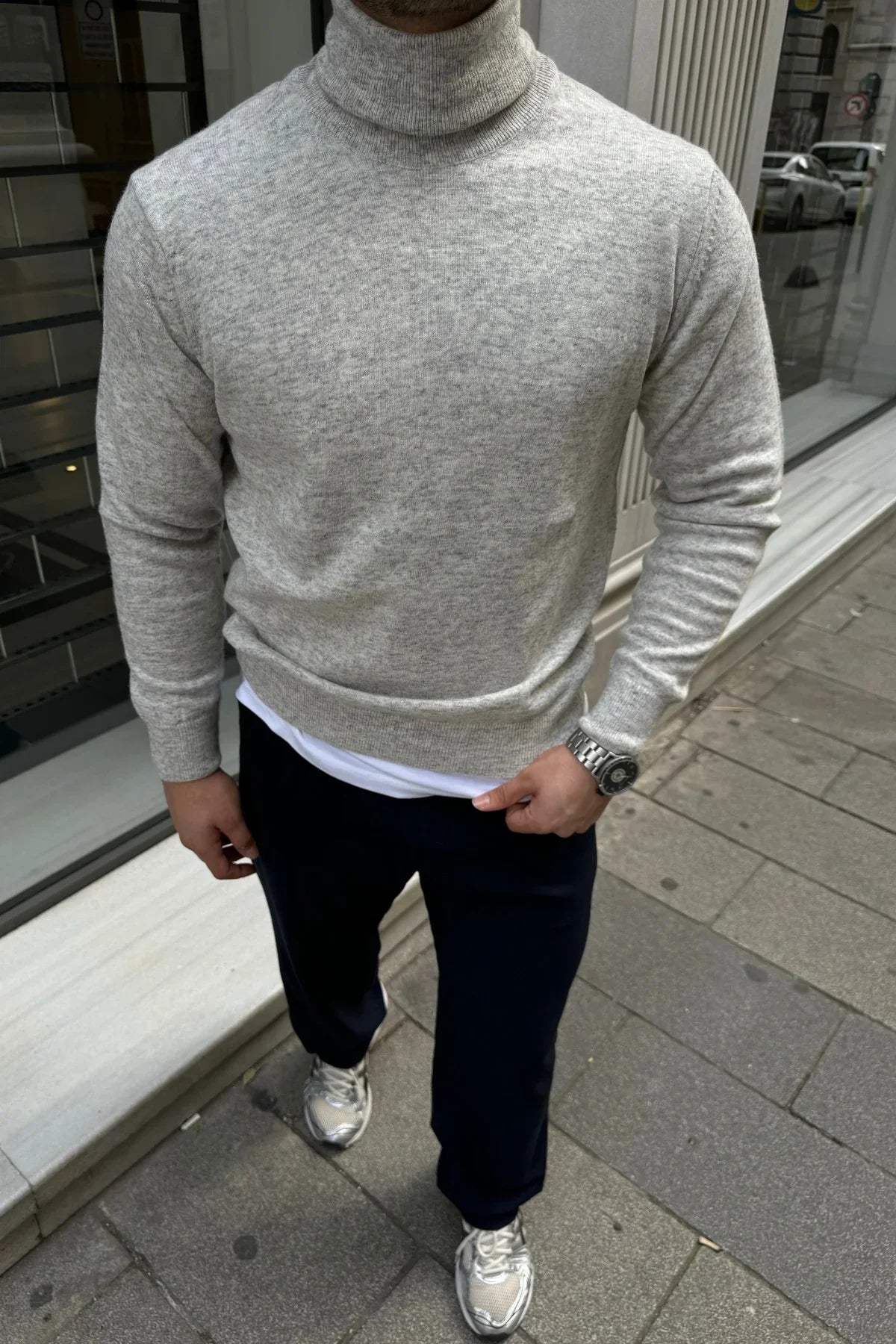 Erkek Yünlü Normal Kalıp Tam Balıkçı Boğazlı Yaka Triko Kazak - Livio Ferri