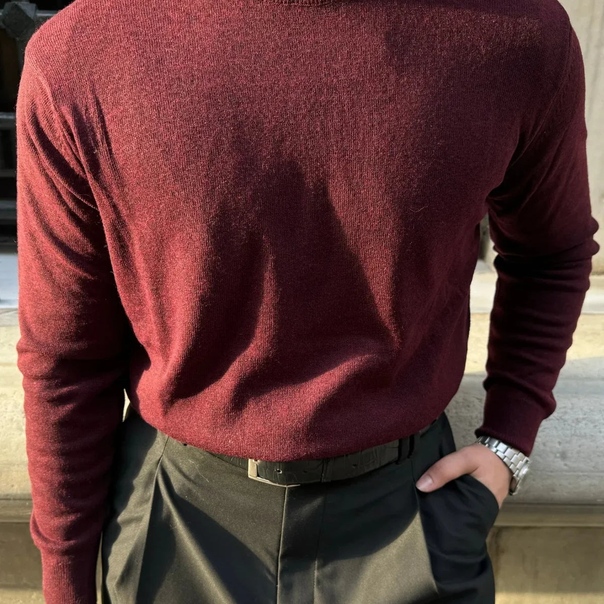 Erkek Yünlü Normal Kalıp Tam Balıkçı Boğazlı Yaka Triko Kazak - Livio Ferri