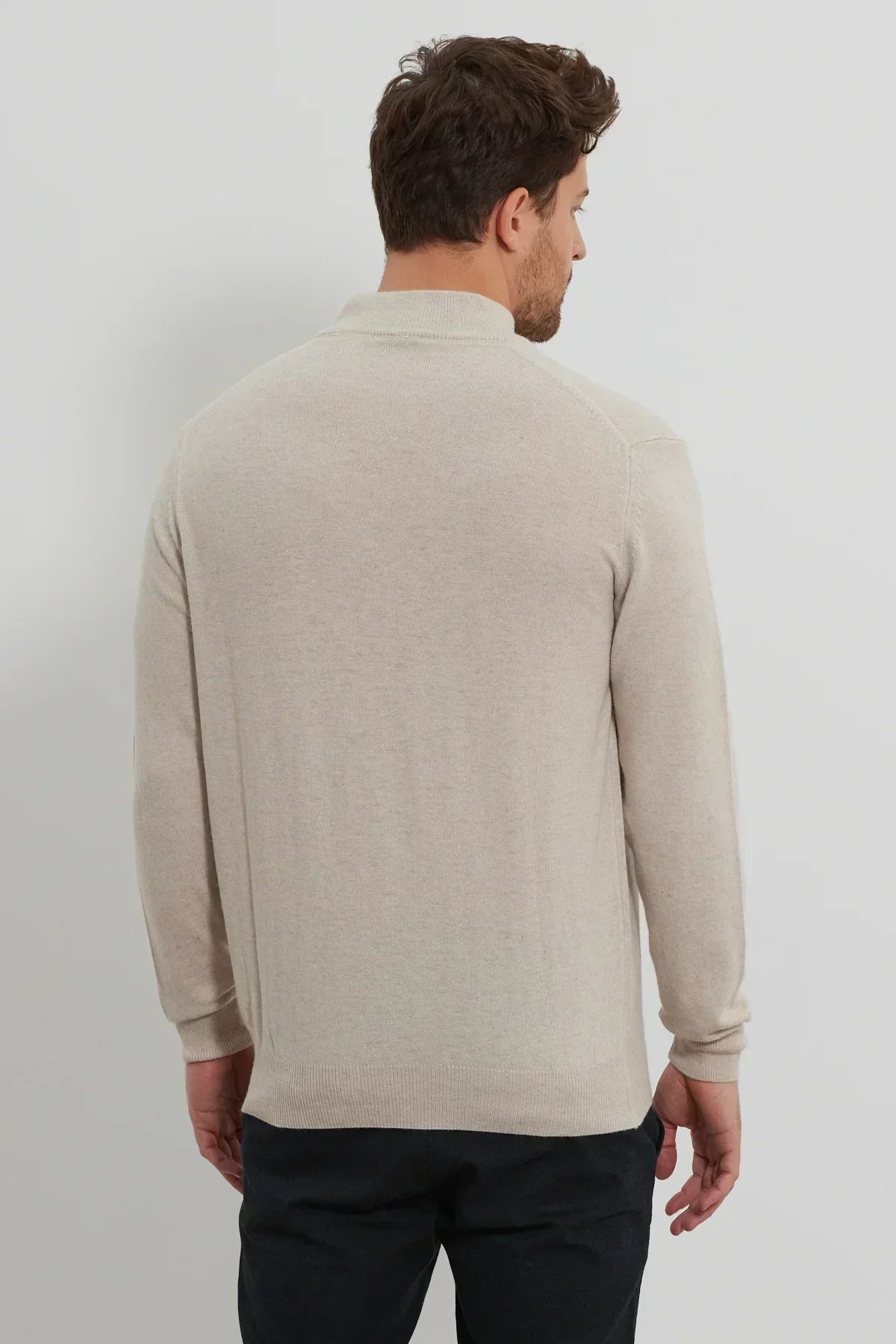 Erkek Yünlü Normal Kalıp Yarım Balıkçı Yaka Triko Kazak - Livio Ferri
