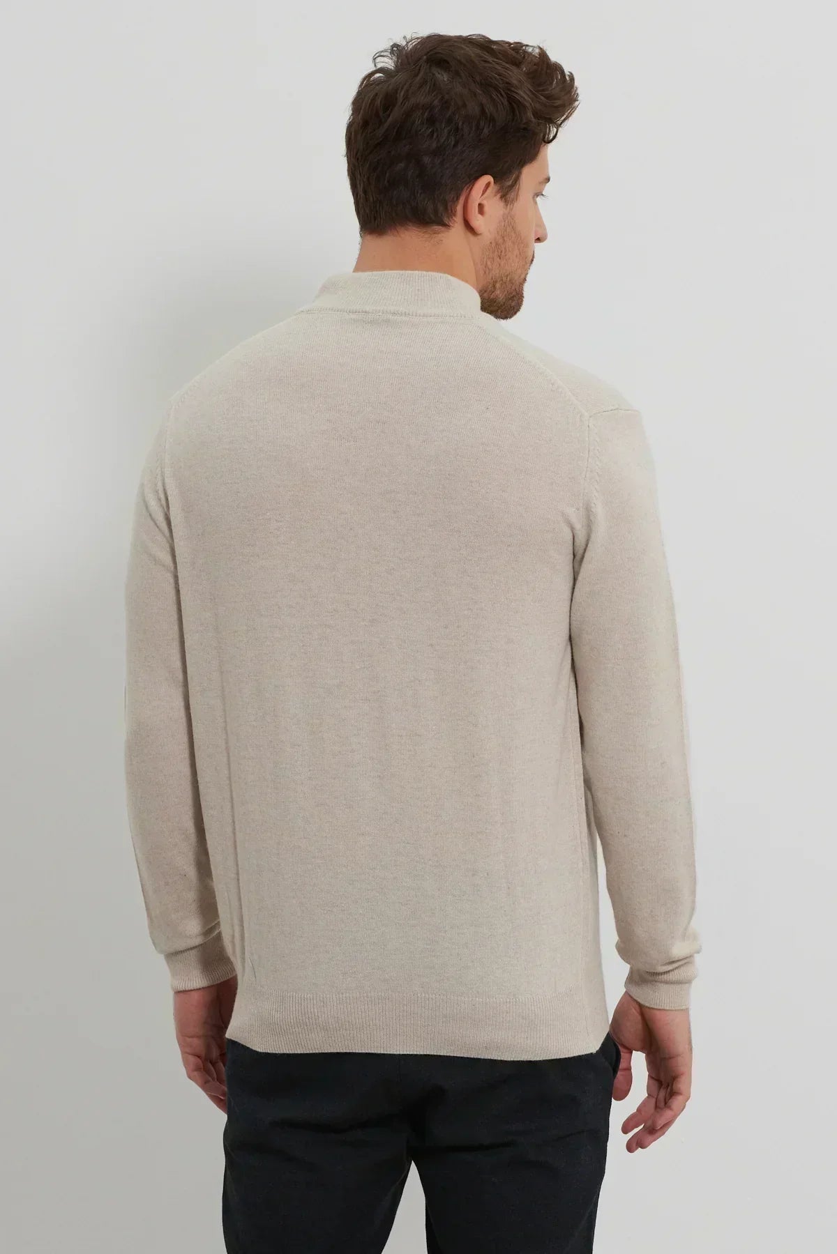 Erkek Yünlü Normal Kalıp Yarım Balıkçı Yaka Triko Kazak - Livio Ferri