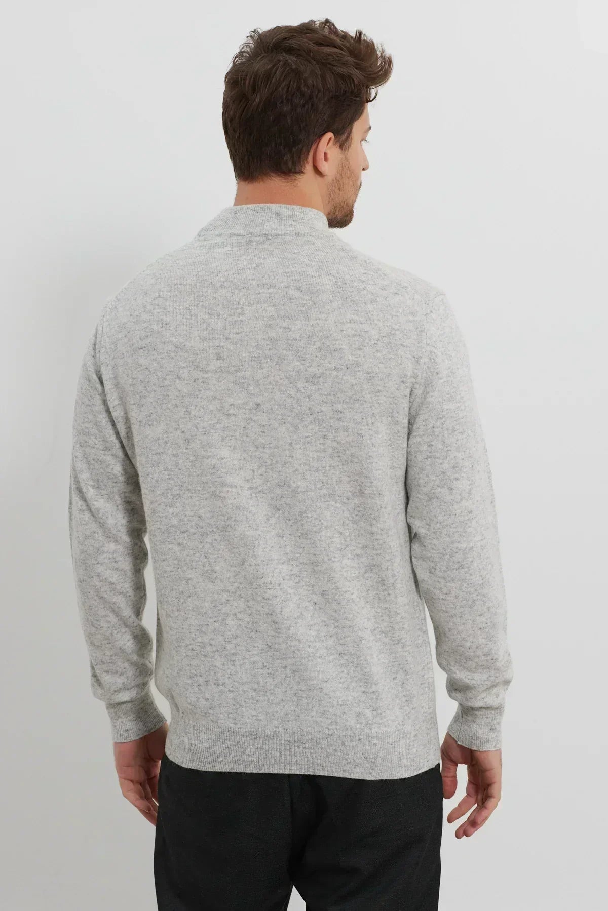 Erkek Yünlü Normal Kalıp Yarım Balıkçı Yaka Triko Kazak - Livio Ferri