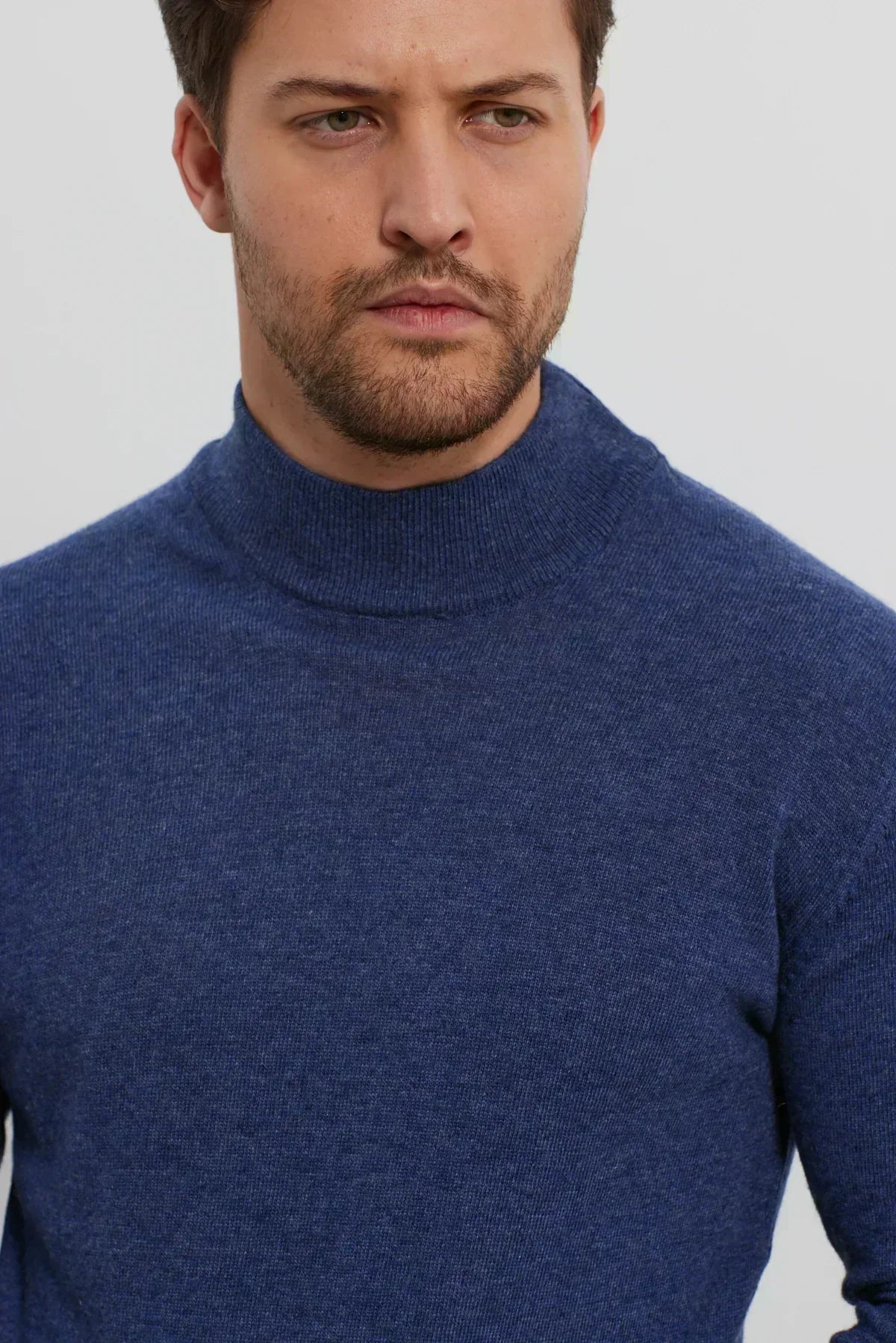 Erkek Yünlü Normal Kalıp Yarım Balıkçı Yaka Triko Kazak - Livio Ferri