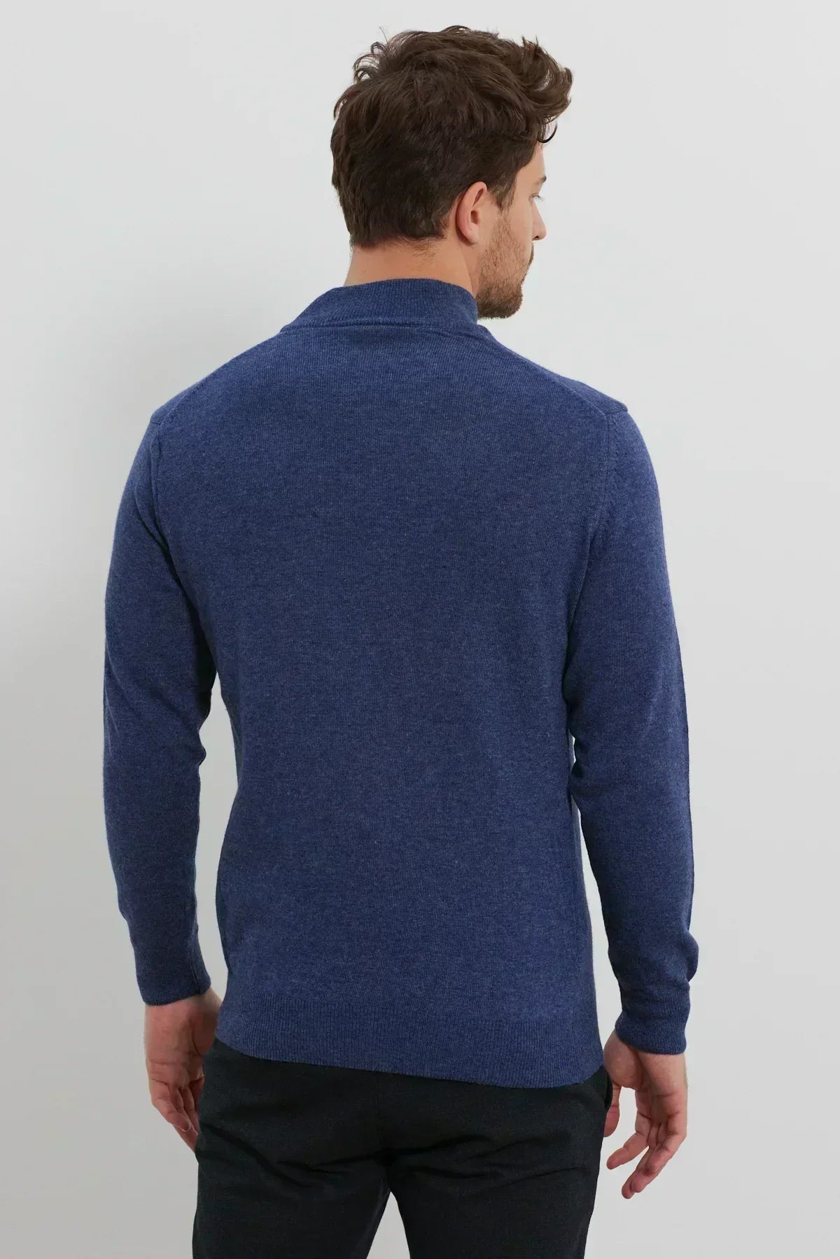 Erkek Yünlü Normal Kalıp Yarım Balıkçı Yaka Triko Kazak - Livio Ferri