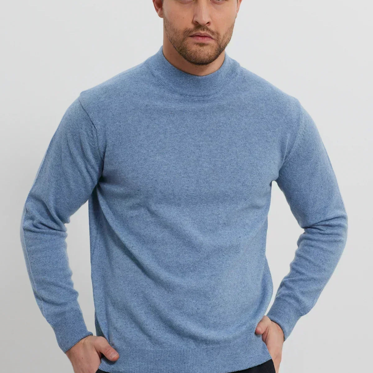 Erkek Yünlü Normal Kalıp Yarım Balıkçı Yaka Triko Kazak - Livio Ferri