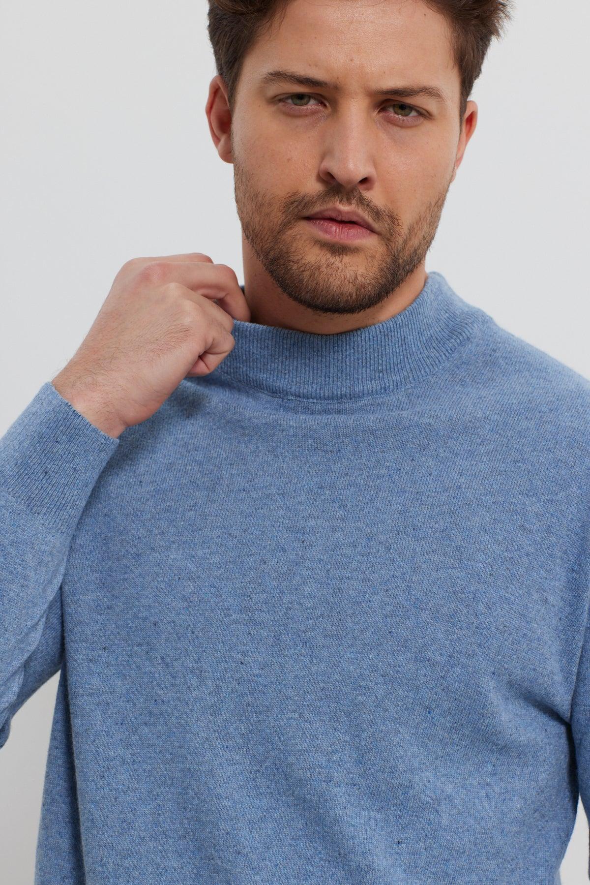 Erkek Yünlü Normal Kalıp Yarım Balıkçı Yaka Triko Kazak - Livio Ferri