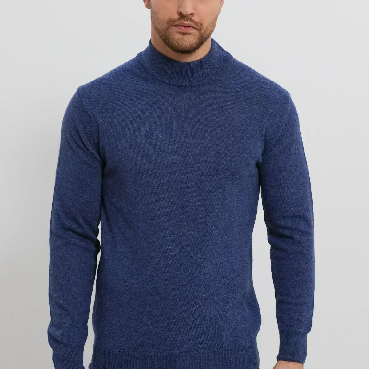 Erkek Yünlü Normal Kalıp Yarım Balıkçı Yaka Triko Kazak - Livio Ferri