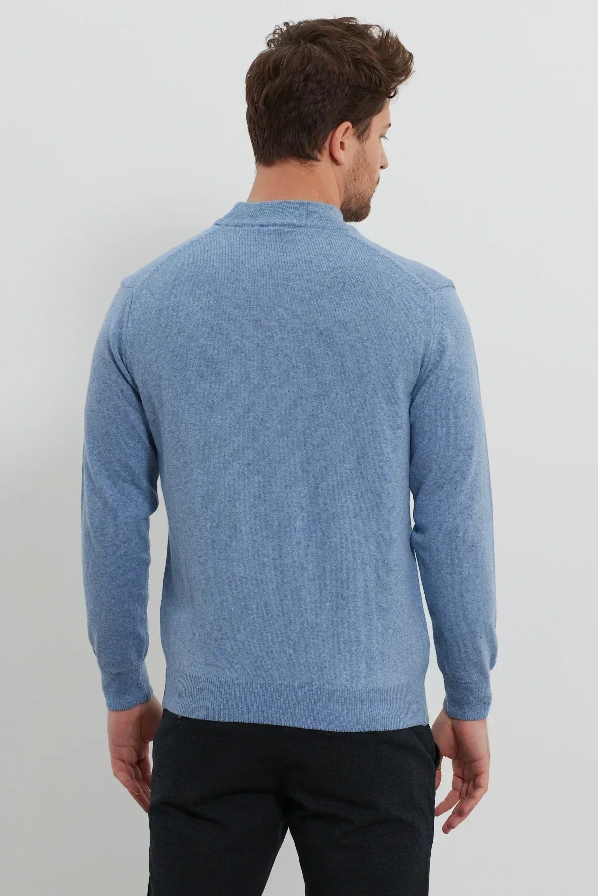 Erkek Yünlü Normal Kalıp Yarım Balıkçı Yaka Triko Kazak - Livio Ferri