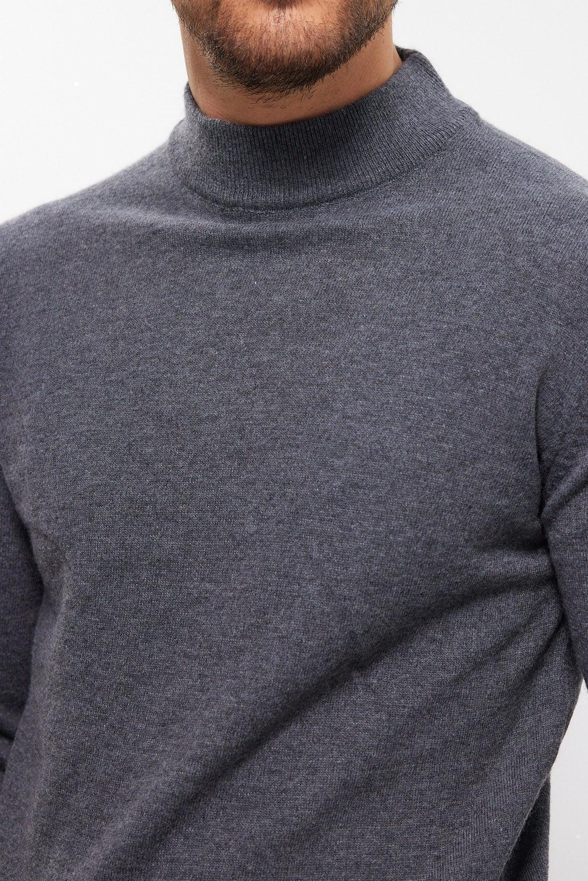 Erkek Yünlü Normal Kalıp Yarım Balıkçı Yaka Triko Kazak - Livio Ferri