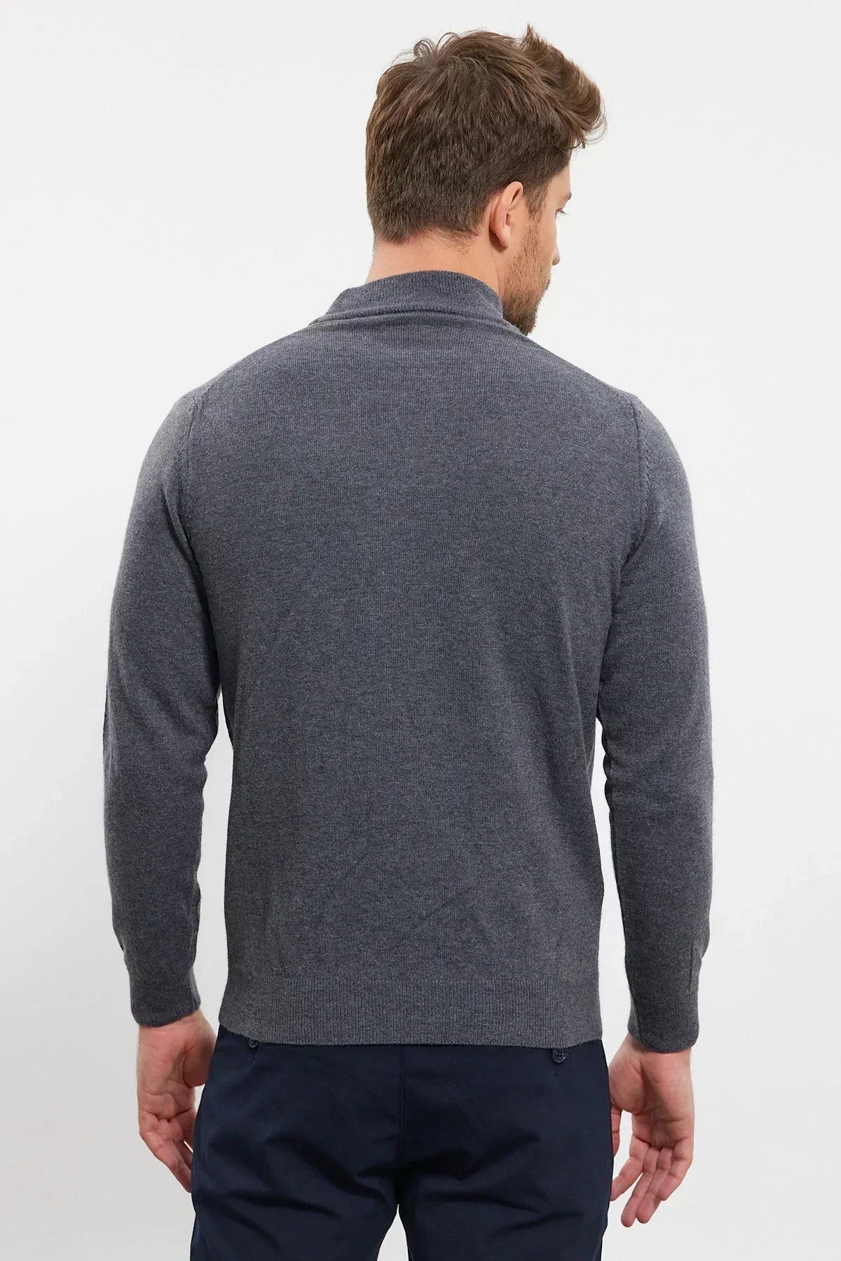 Erkek Yünlü Normal Kalıp Yarım Balıkçı Yaka Triko Kazak - Livio Ferri