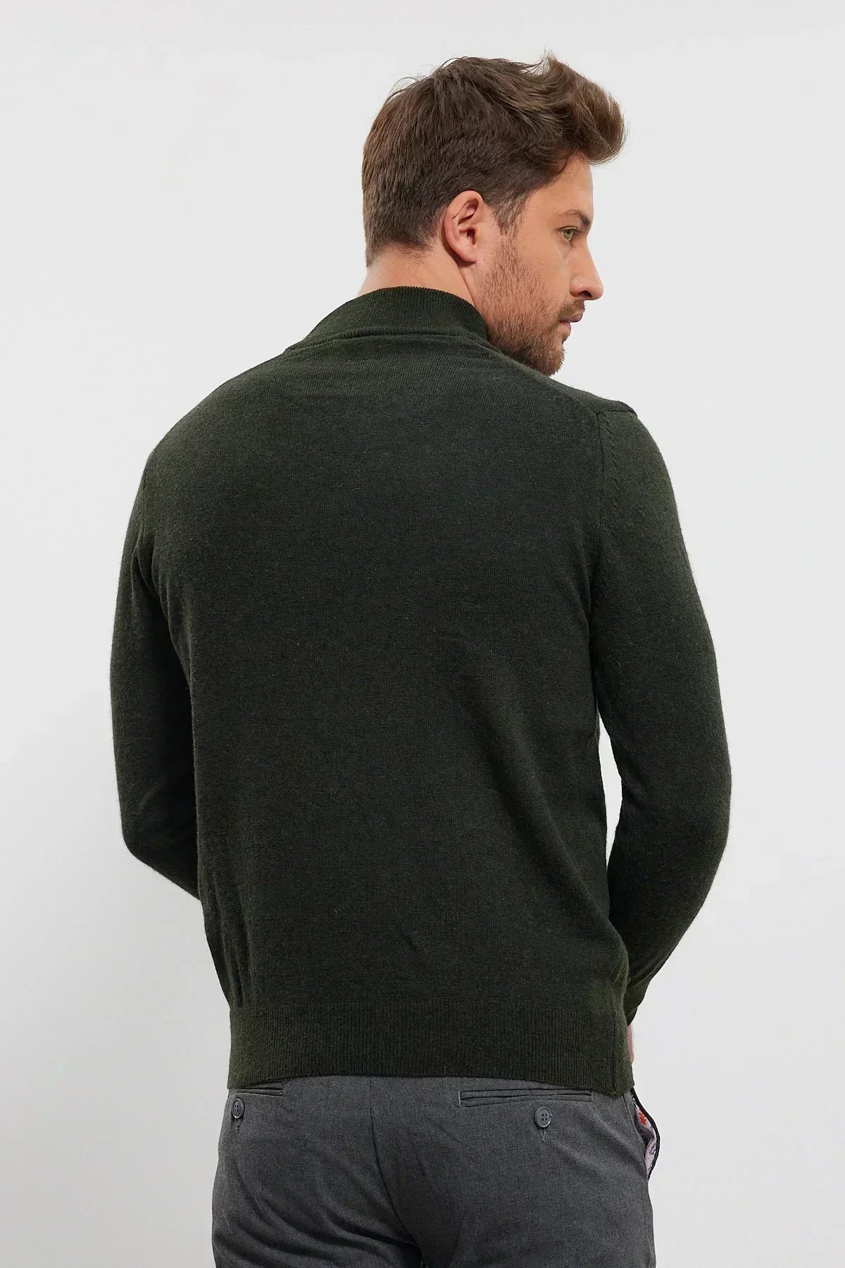 Erkek Yünlü Normal Kalıp Yarım Balıkçı Yaka Triko Kazak - Livio Ferri