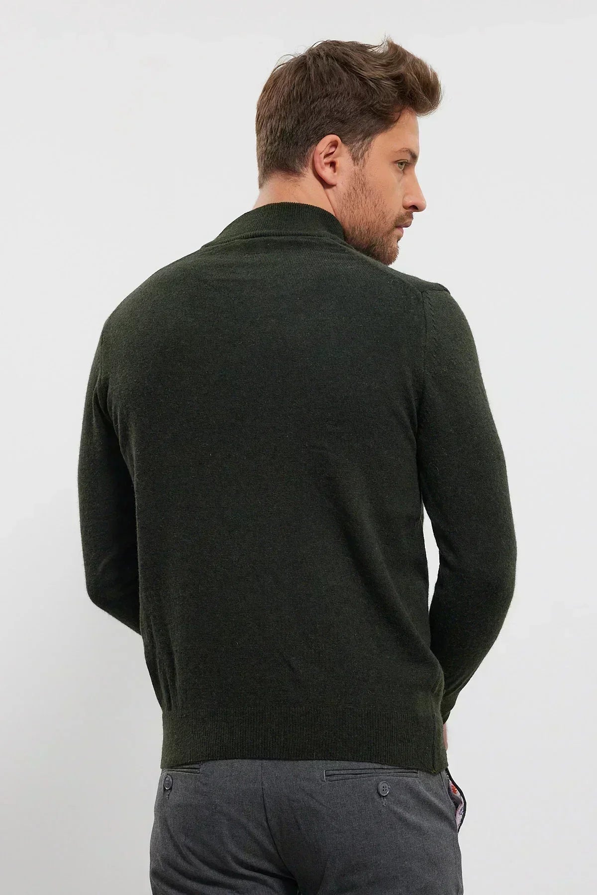 Erkek Yünlü Normal Kalıp Yarım Balıkçı Yaka Triko Kazak - Livio Ferri