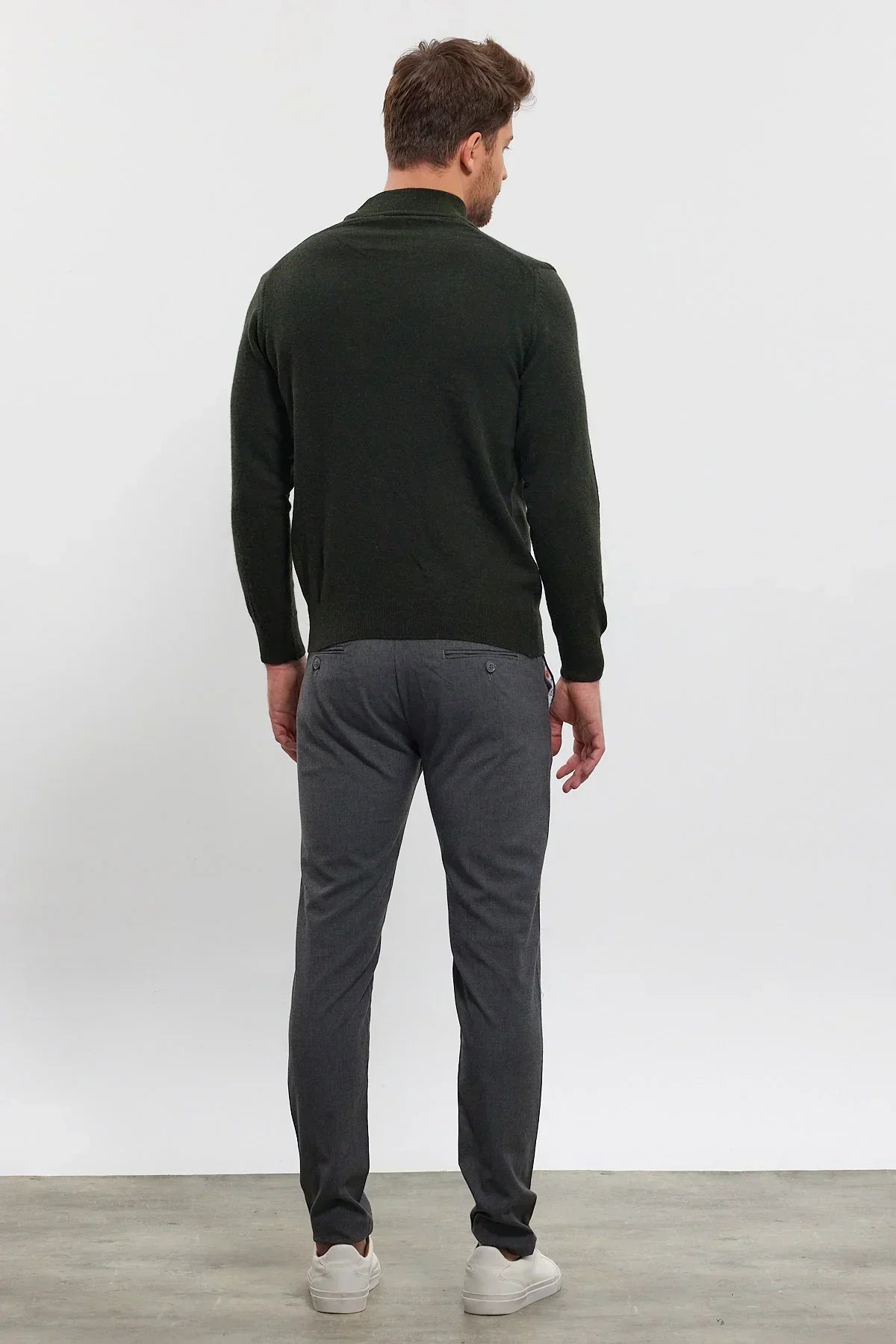 Erkek Yünlü Normal Kalıp Yarım Balıkçı Yaka Triko Kazak - Livio Ferri