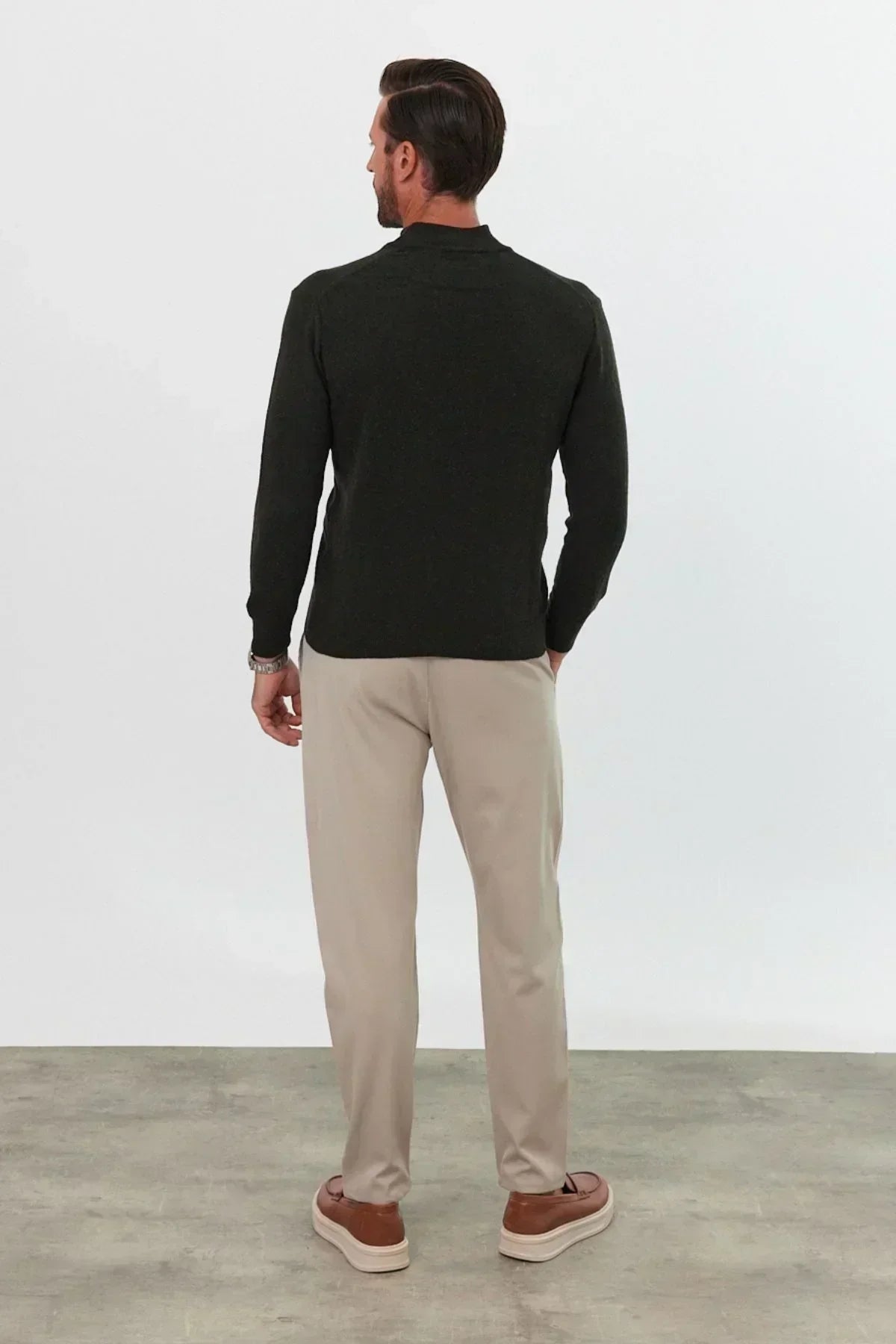 Erkek Yünlü Normal Kalıp Yarım Balıkçı Yaka Triko Kazak - Livio Ferri