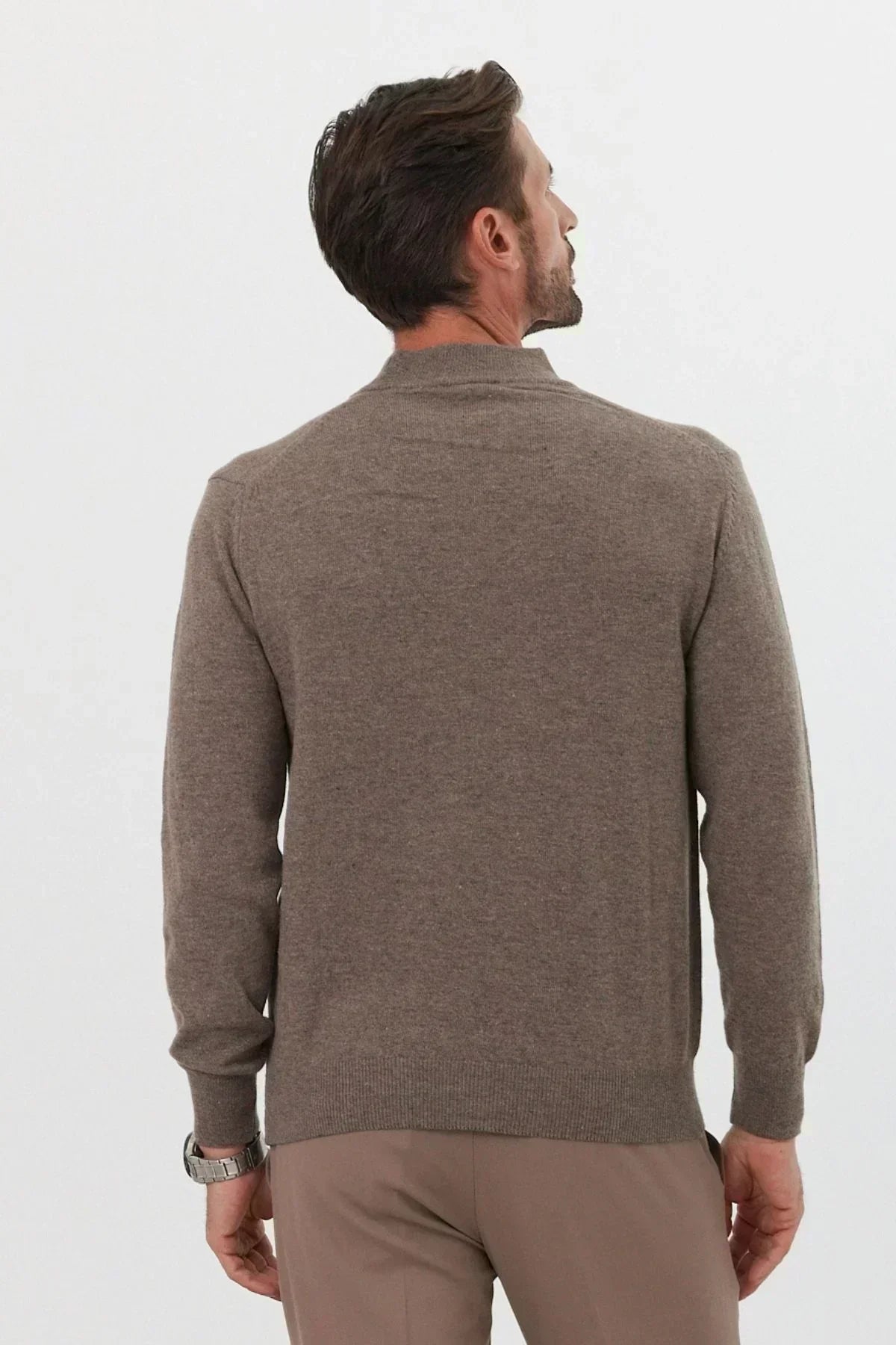 Erkek Yünlü Normal Kalıp Yarım Balıkçı Yaka Triko Kazak - Livio Ferri