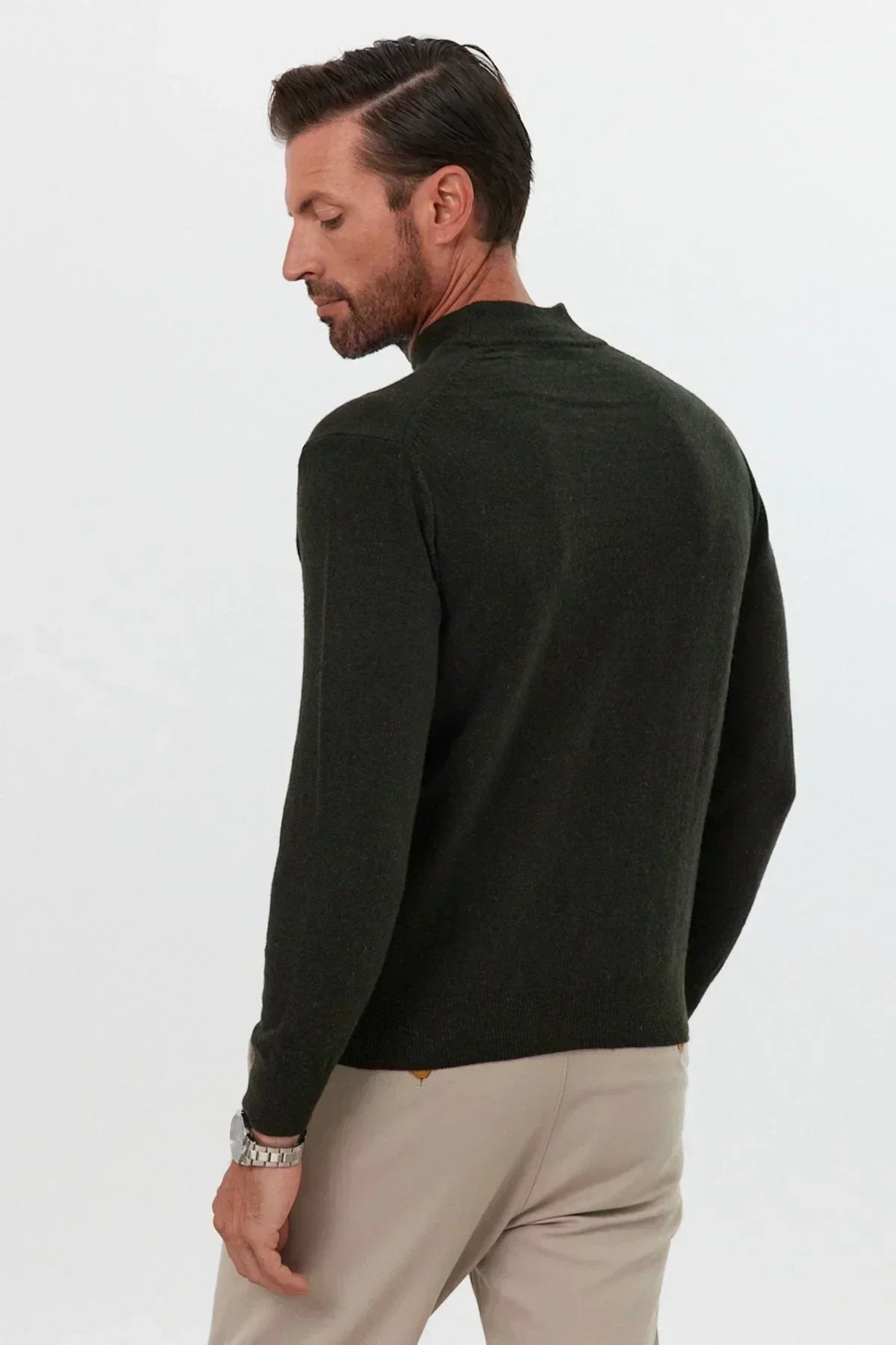 Erkek Yünlü Normal Kalıp Yarım Balıkçı Yaka Triko Kazak - Livio Ferri