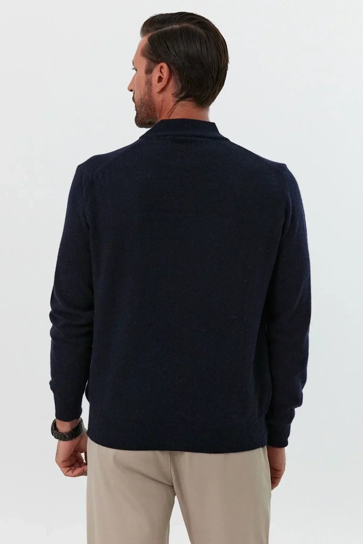 Erkek Yünlü Normal Kalıp Yarım Balıkçı Yaka Triko Kazak - Livio Ferri