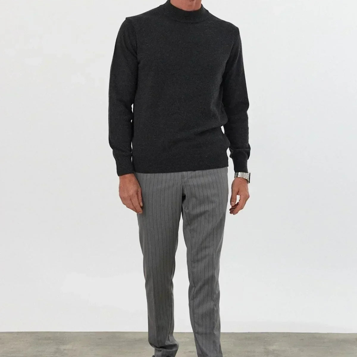 Erkek Yünlü Normal Kalıp Yarım Balıkçı Yaka Triko Kazak - Livio Ferri