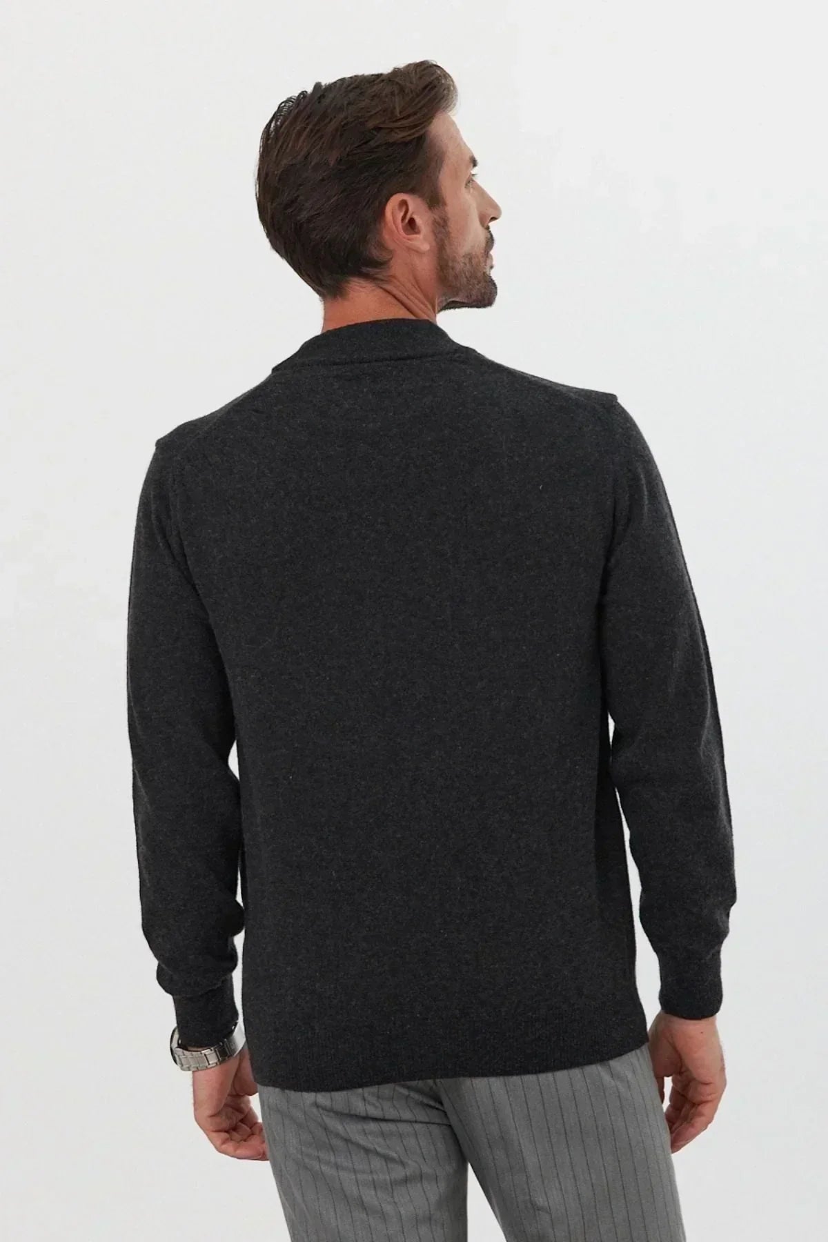 Erkek Yünlü Normal Kalıp Yarım Balıkçı Yaka Triko Kazak - Livio Ferri