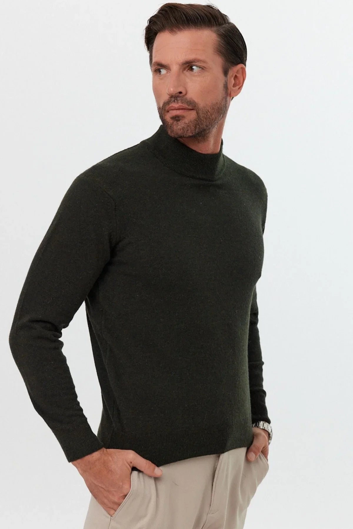 erkek-yunlu-normal-kalip-yarim-balikci-bogazli-yaka-triko-kazak-18012 - Livio Ferri