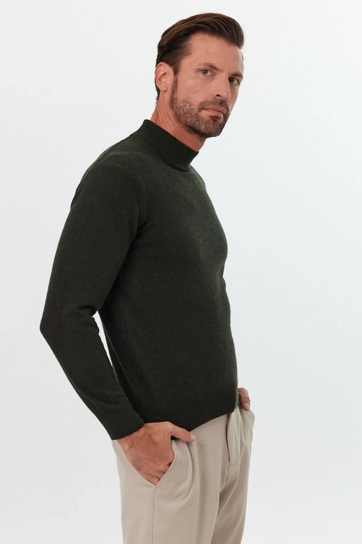 erkek-yunlu-normal-kalip-yarim-balikci-bogazli-yaka-triko-kazak-18013 - Livio Ferri