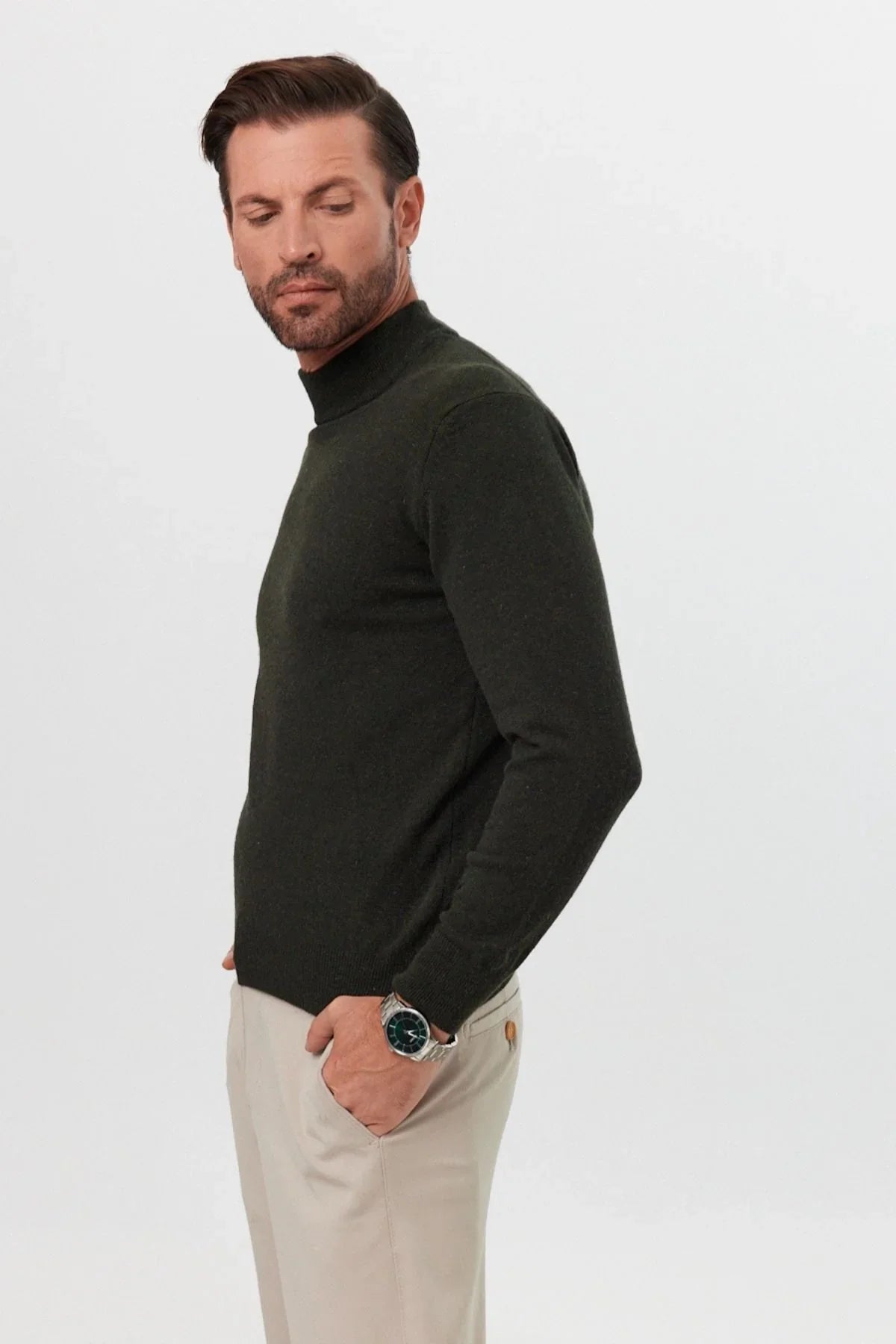 erkek-yunlu-normal-kalip-yarim-balikci-bogazli-yaka-triko-kazak-18015 - Livio Ferri