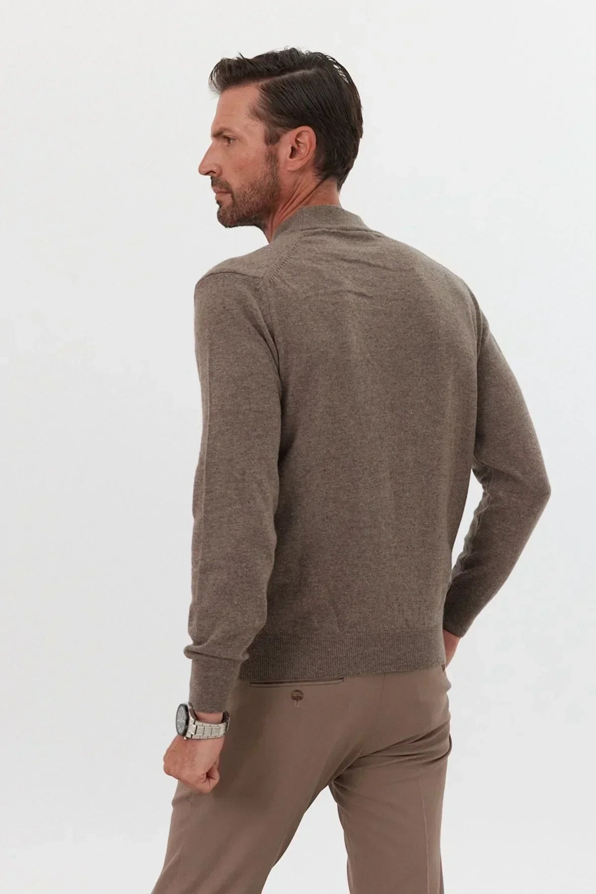 Erkek Yünlü Normal Kalıp Yarım Balıkçı Yaka Triko Kazak - Livio Ferri