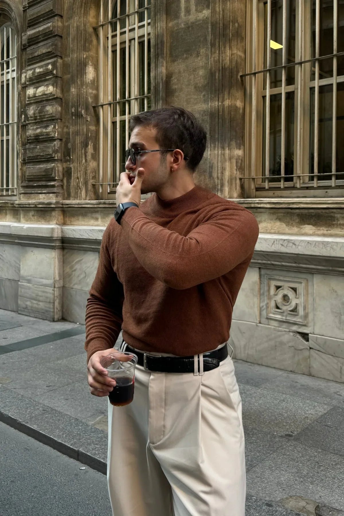 Erkek Yünlü Normal Kalıp Yarım Balıkçı Yaka Triko Kazak - Livio Ferri