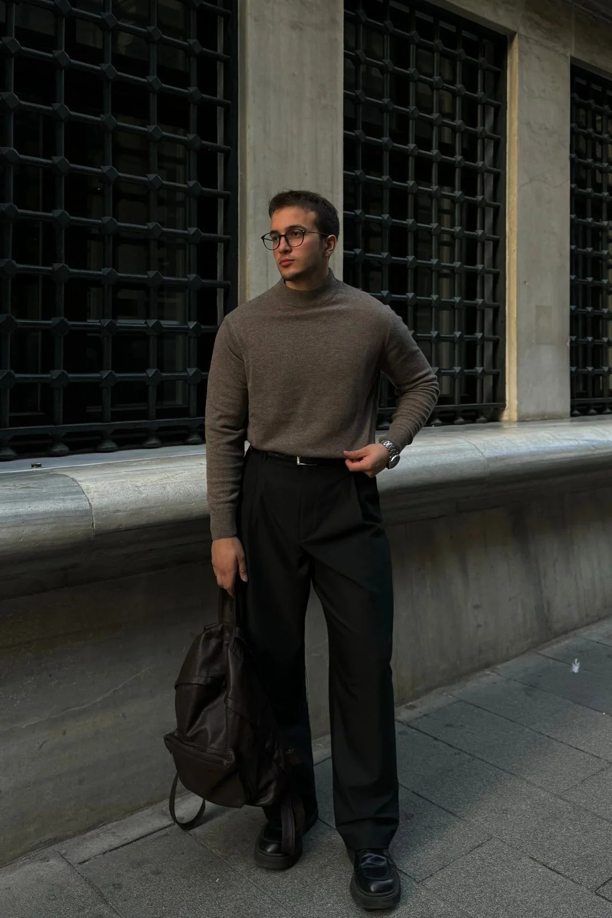 Erkek Yünlü Normal Kalıp Yarım Balıkçı Yaka Triko Kazak - Livio Ferri