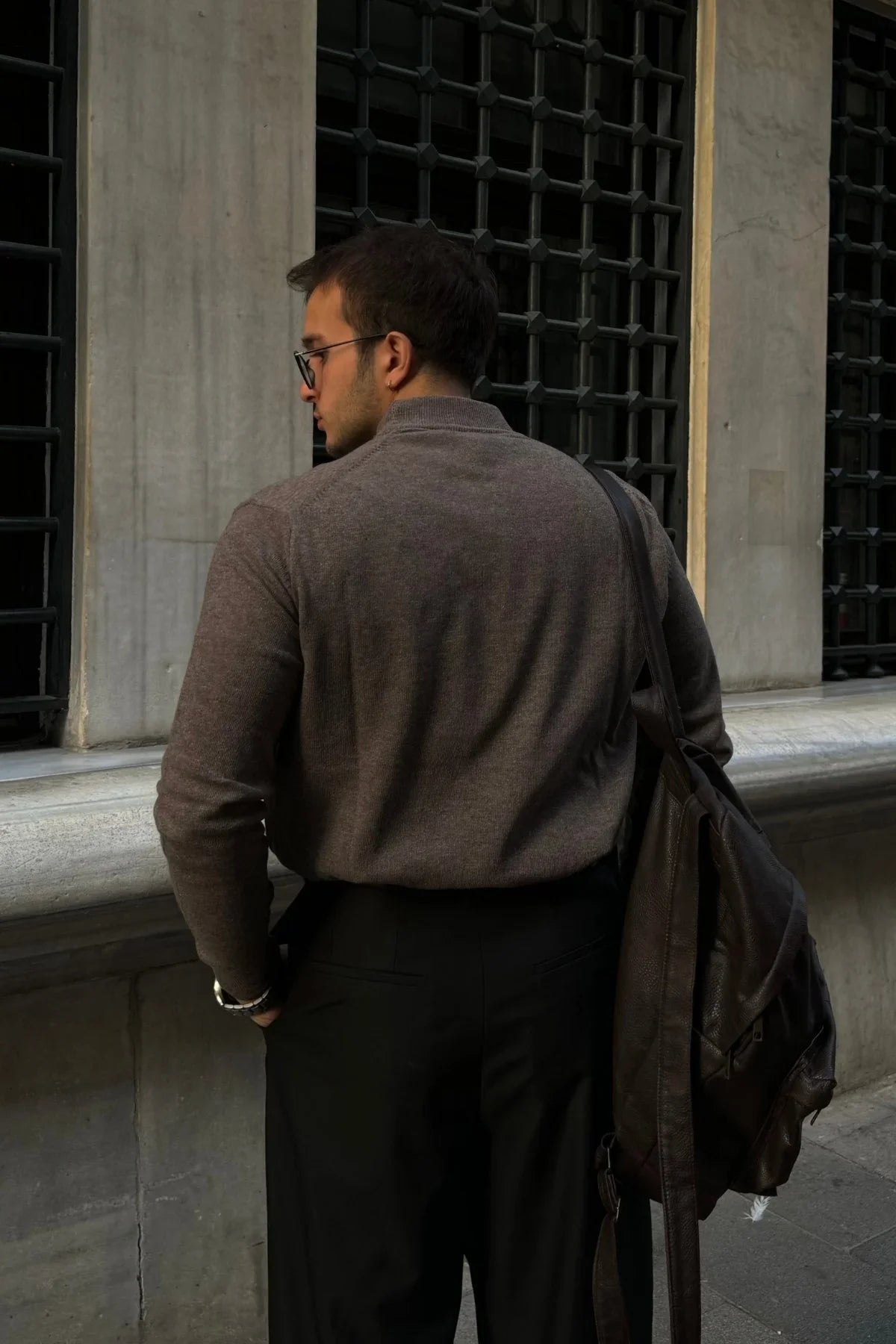 Erkek Yünlü Normal Kalıp Yarım Balıkçı Yaka Triko Kazak - Livio Ferri